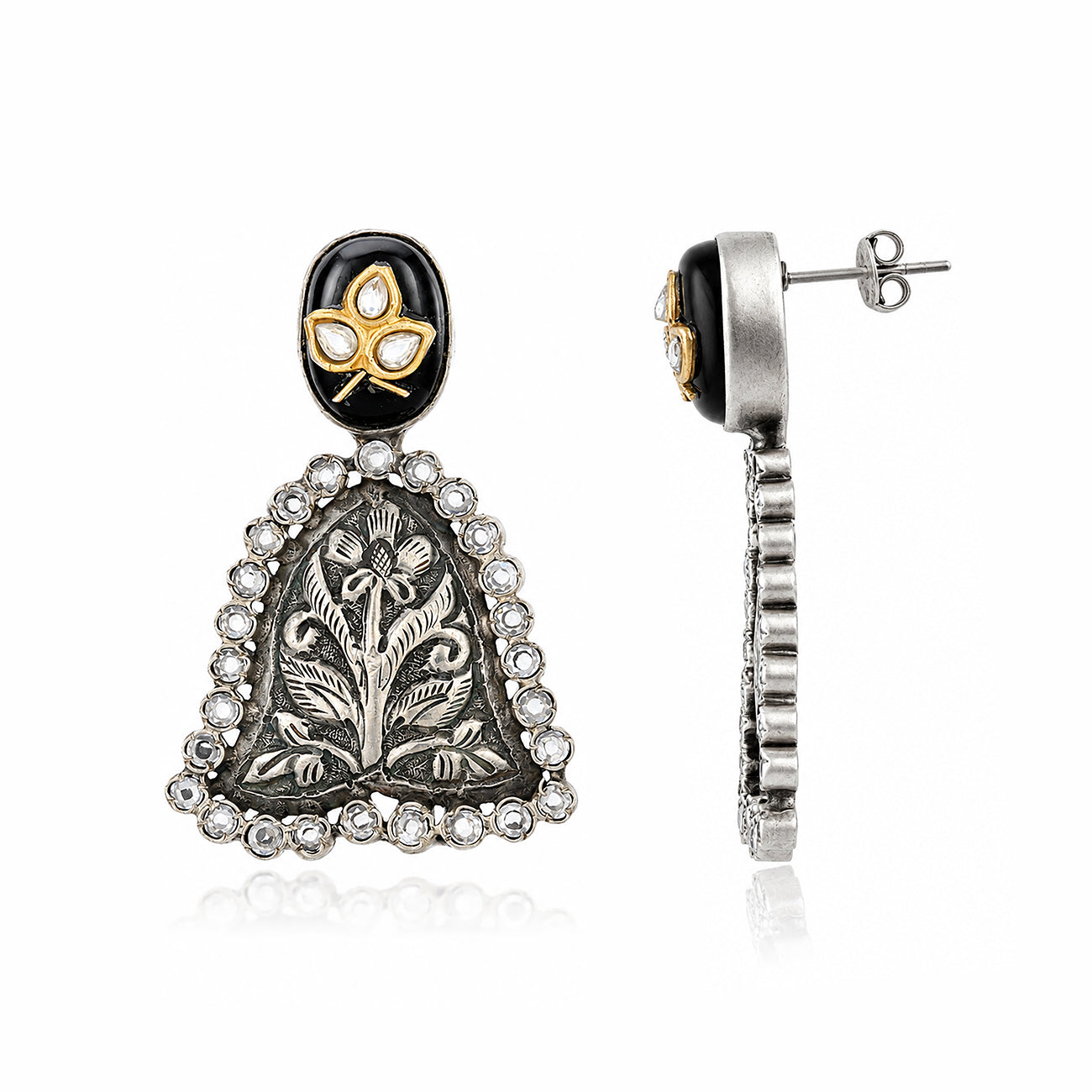Royal Floral Bell 925 Sterling Silver Elegant Earring