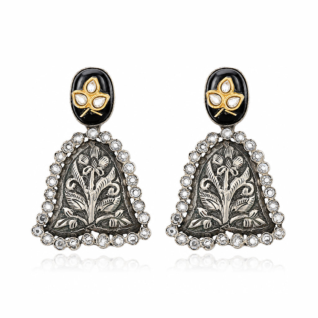 Royal Floral Bell 925 Sterling Silver Elegant Earring