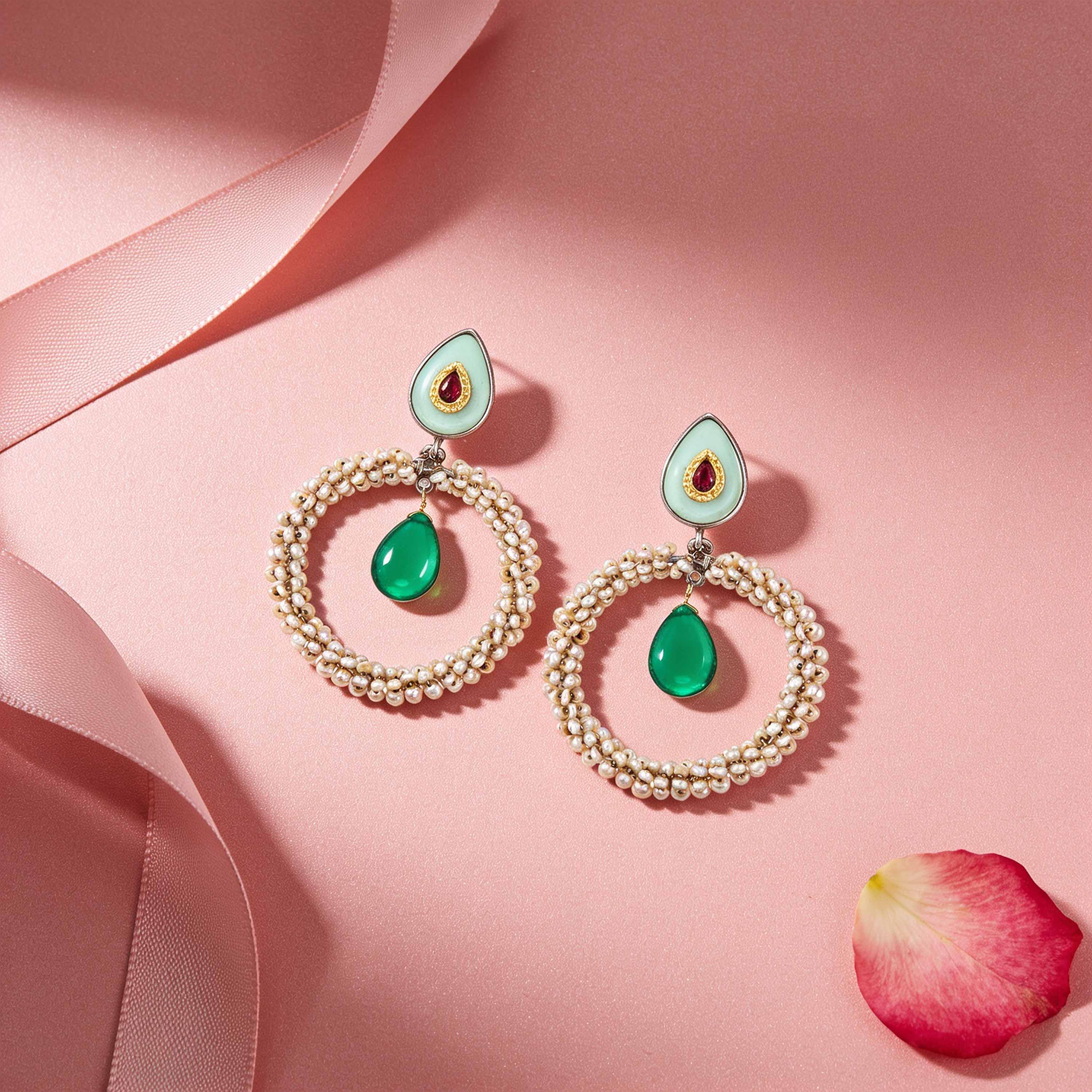 Royal Pearl 925 Sterling Silver Gemstone Drop Earrings