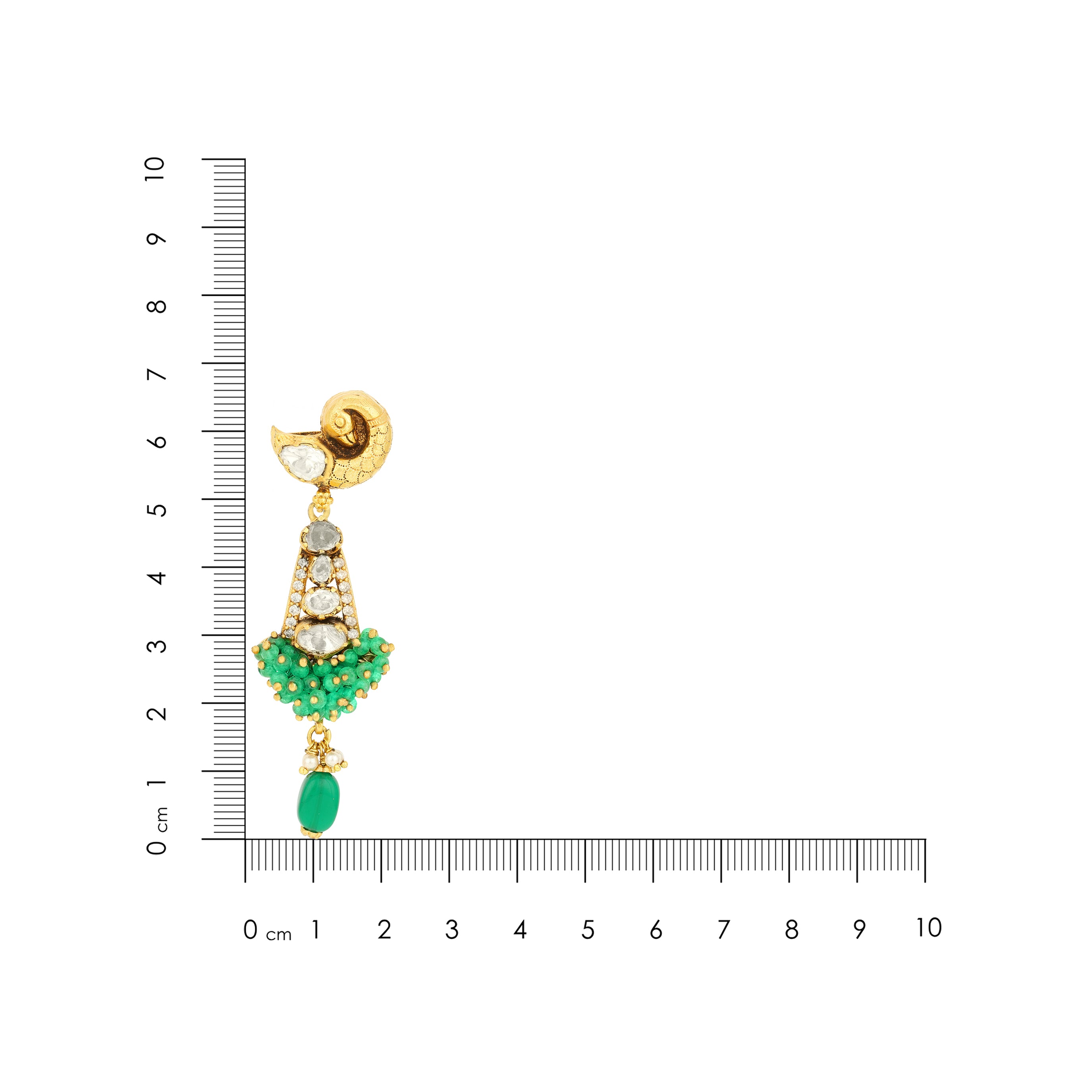 Royal Polki Green Cascade 925 Sterling Silver Green Drop Earring for Women