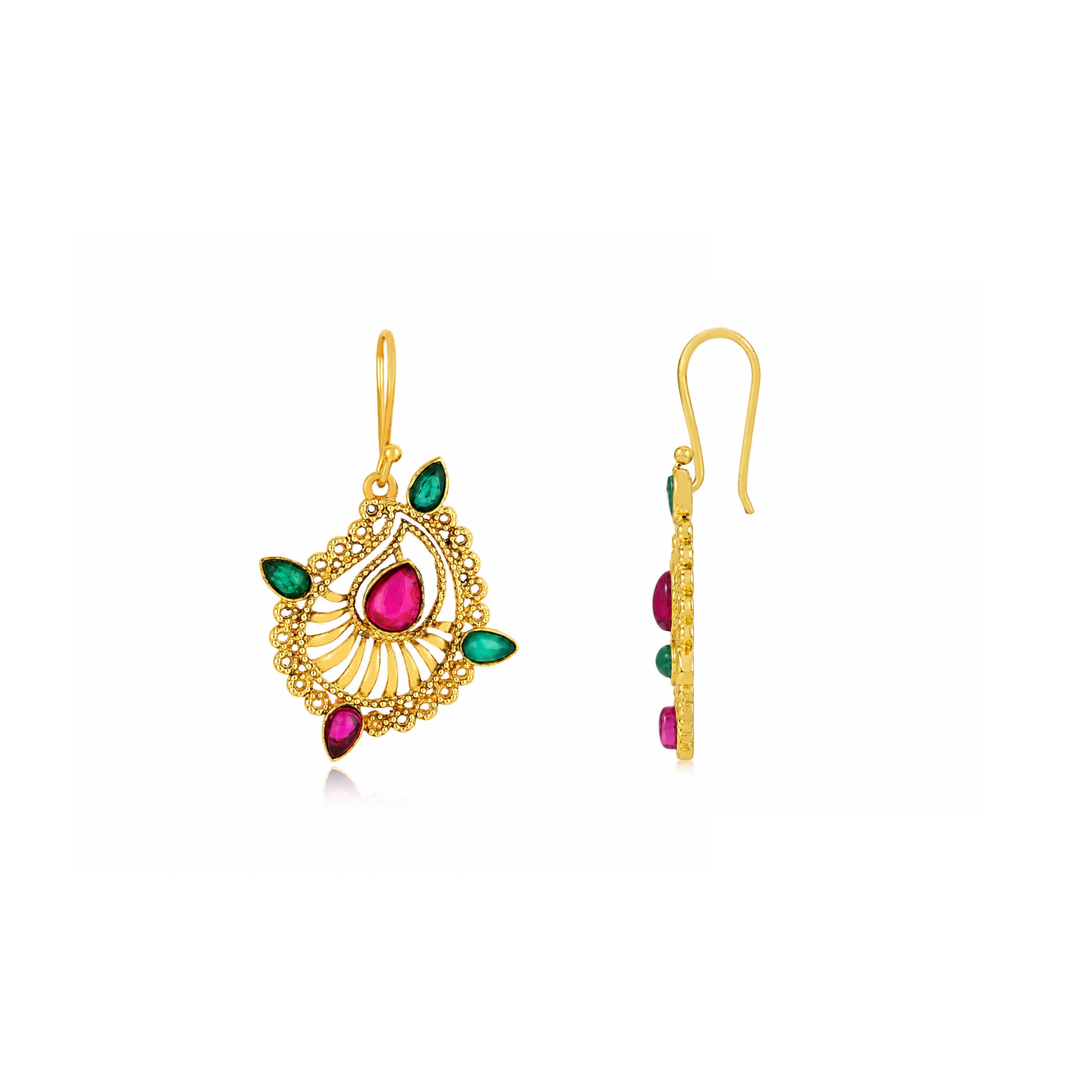 Royal Ruby Peacock Emerald 925 Sterling Silver Earrings