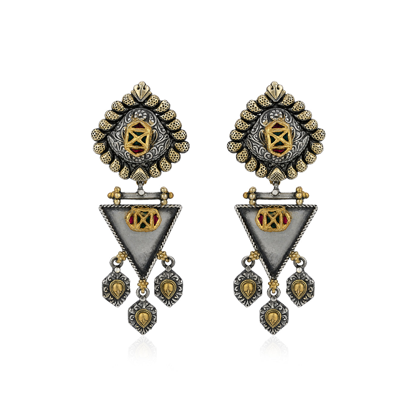 Royal Triangle 925 Sterling Silver Designer Earrings