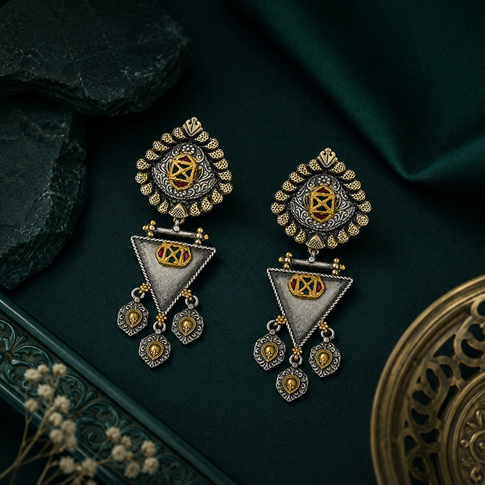 Royal Triangle 925 Sterling Silver Designer Earrings
