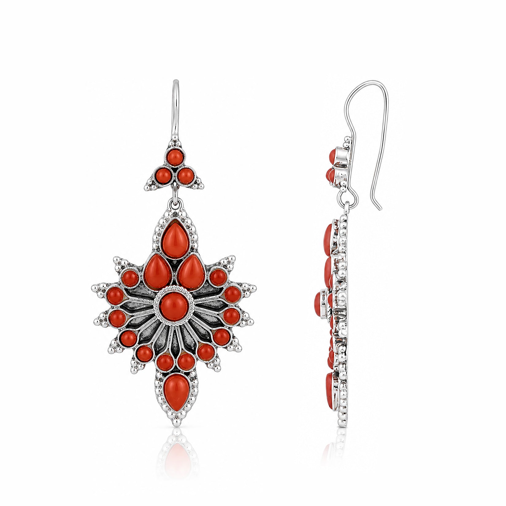 Ruby Blossom 925 Sterling Silver Floral Cascade Earrings