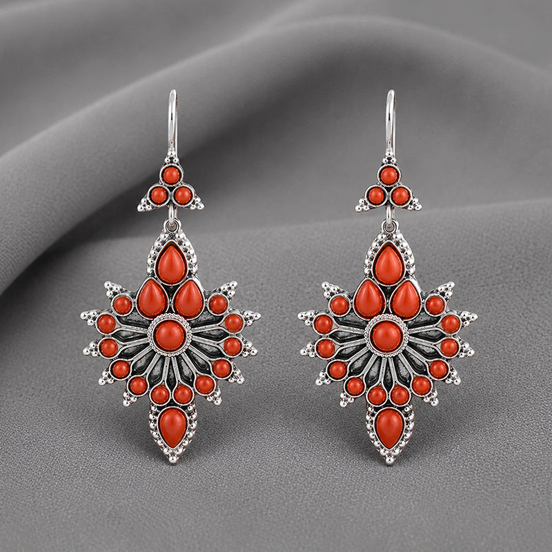 Ruby Blossom 925 Sterling Silver Floral Cascade Earrings