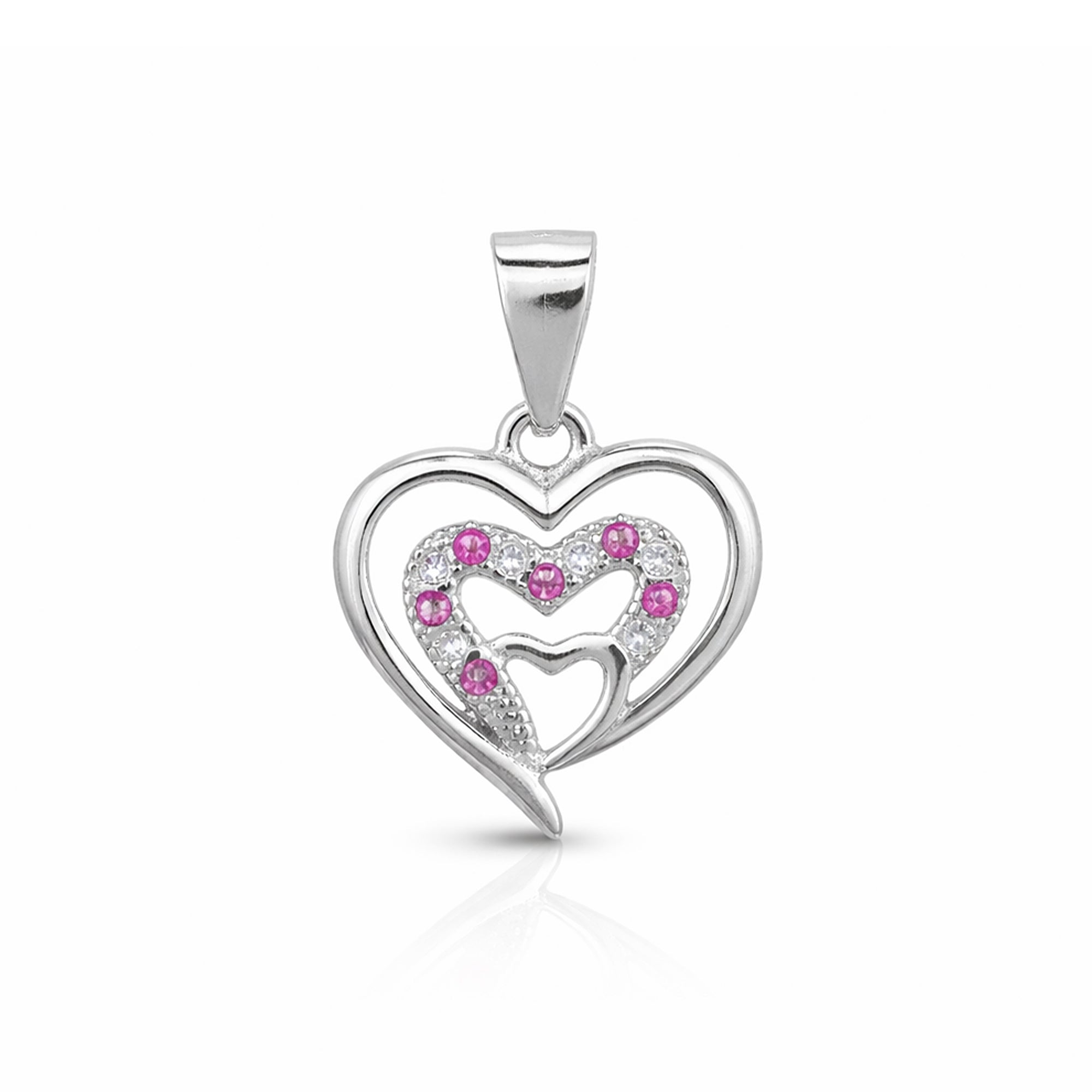 Ruby Heart Dolphin 925 Silver Pendant