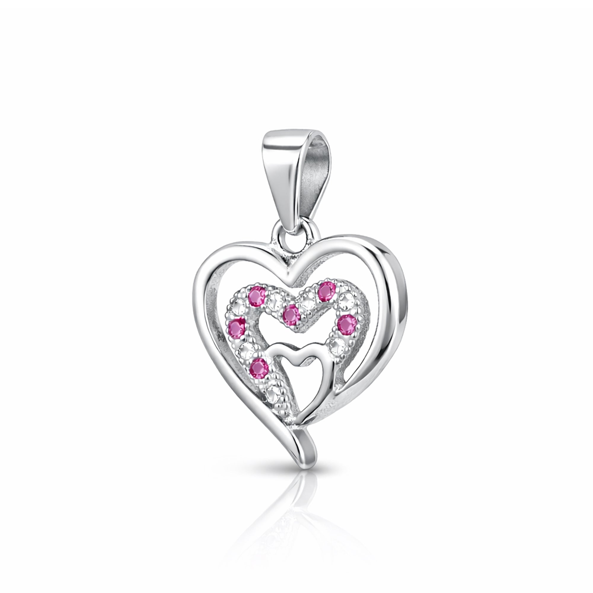 Ruby Heart Dolphin 925 Silver Pendant