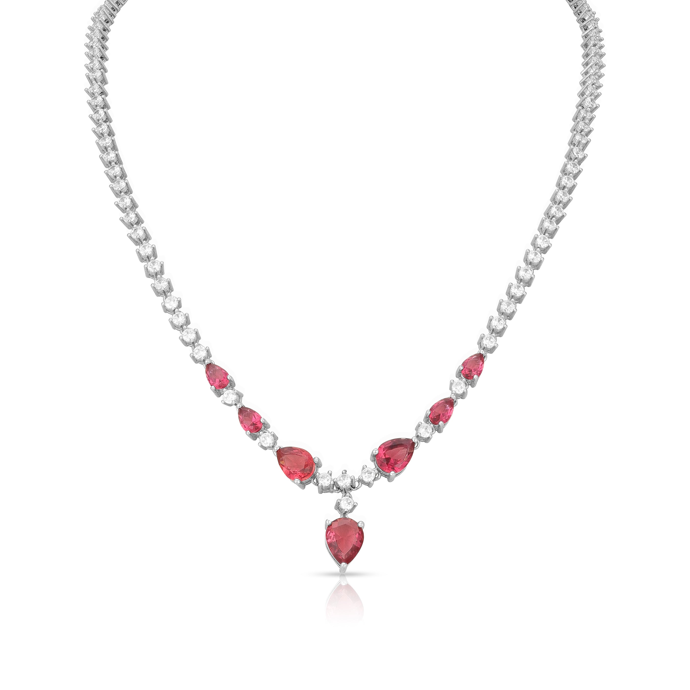 Ruby Radiance Silver Necklace