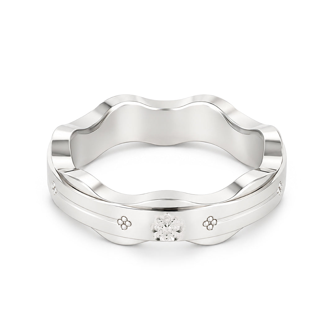 Rustic Ripple 925 Sterling Silver Hammered Band Ring