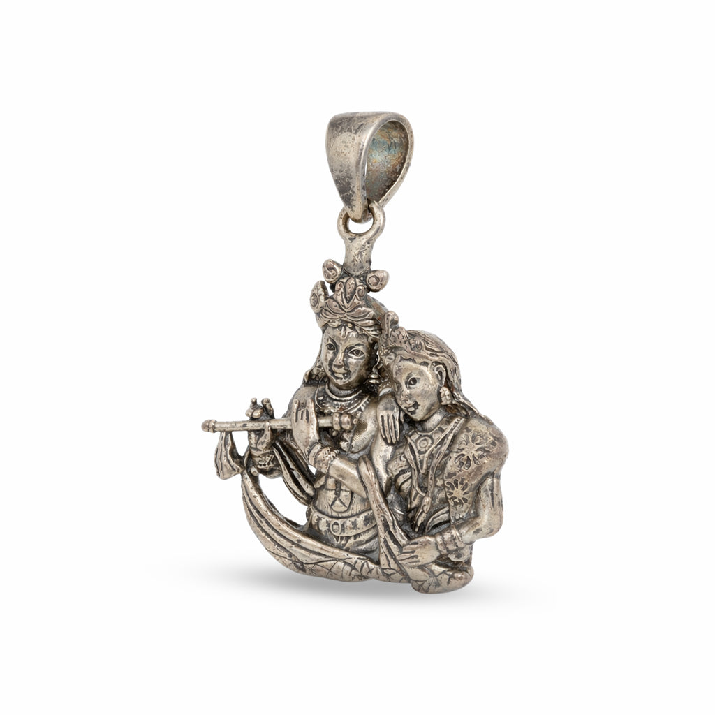 Sacred Radha Krishna 925 Sterling Silver Pendant