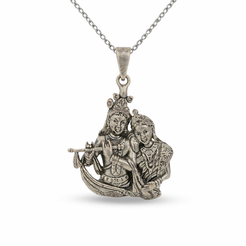 Sacred Radha Krishna 925 Sterling Silver Pendant