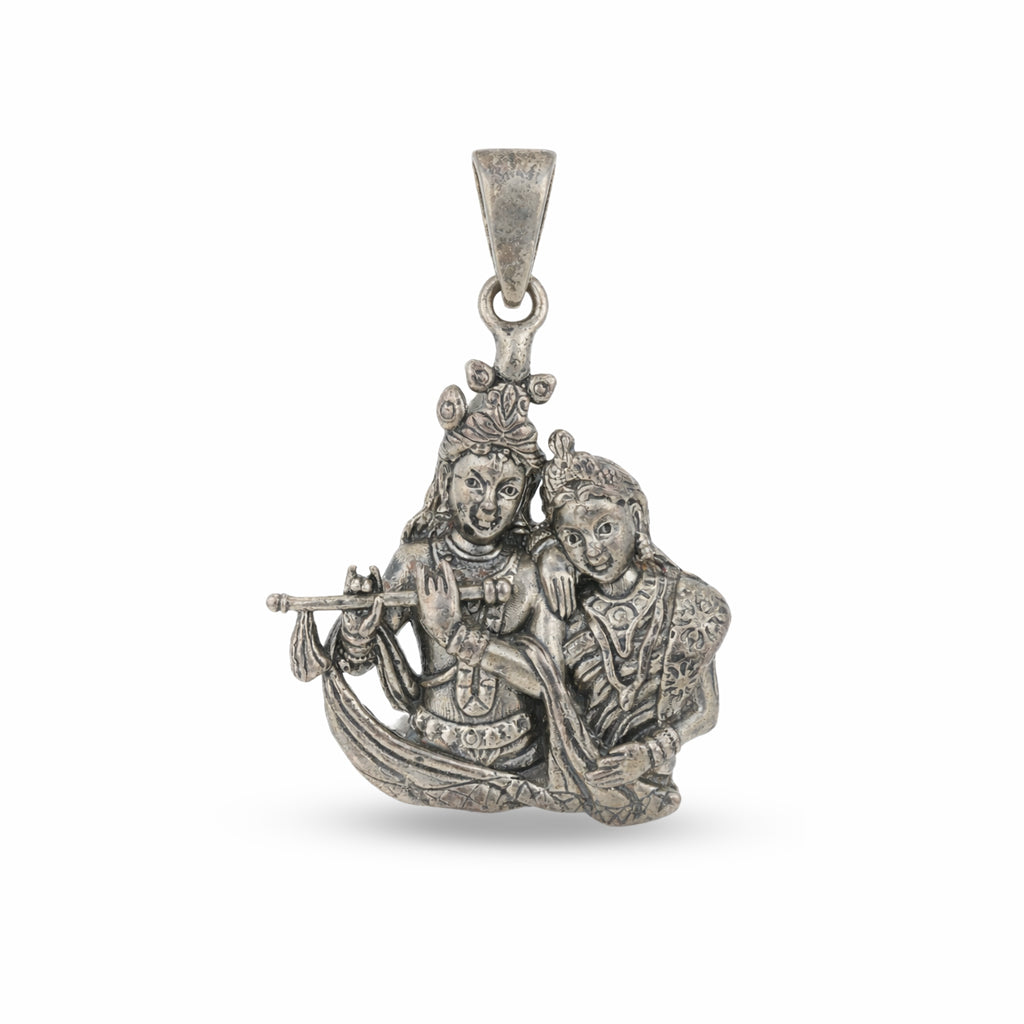 Sacred Radha Krishna 925 Sterling Silver Pendant