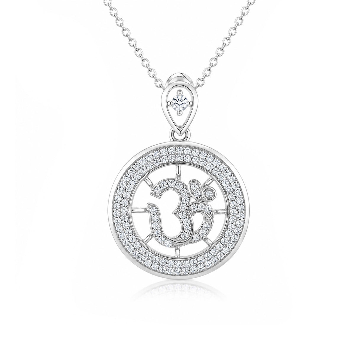 Sacred Om Mandala Shimmering Silver Chain