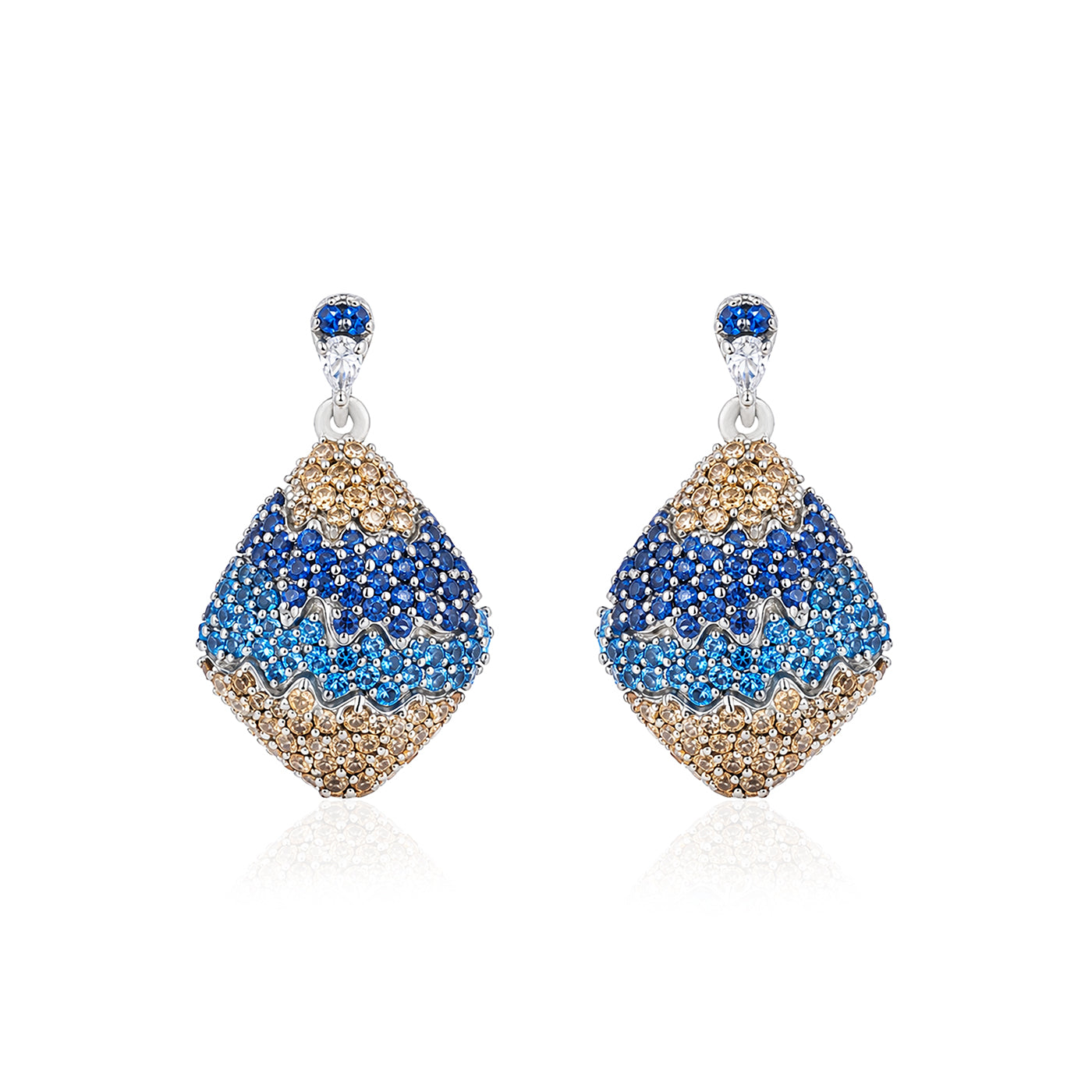 Sapphire Pearl Drop 925 Sterling Silver Earrings