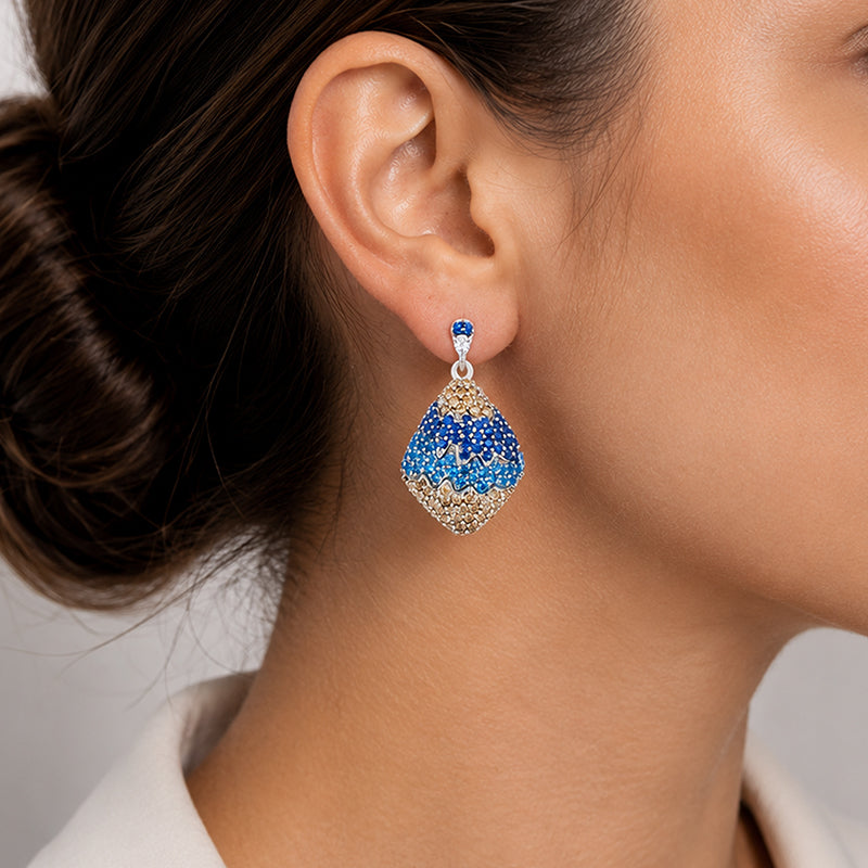 Sapphire Pearl Drop 925 Sterling Silver Earrings