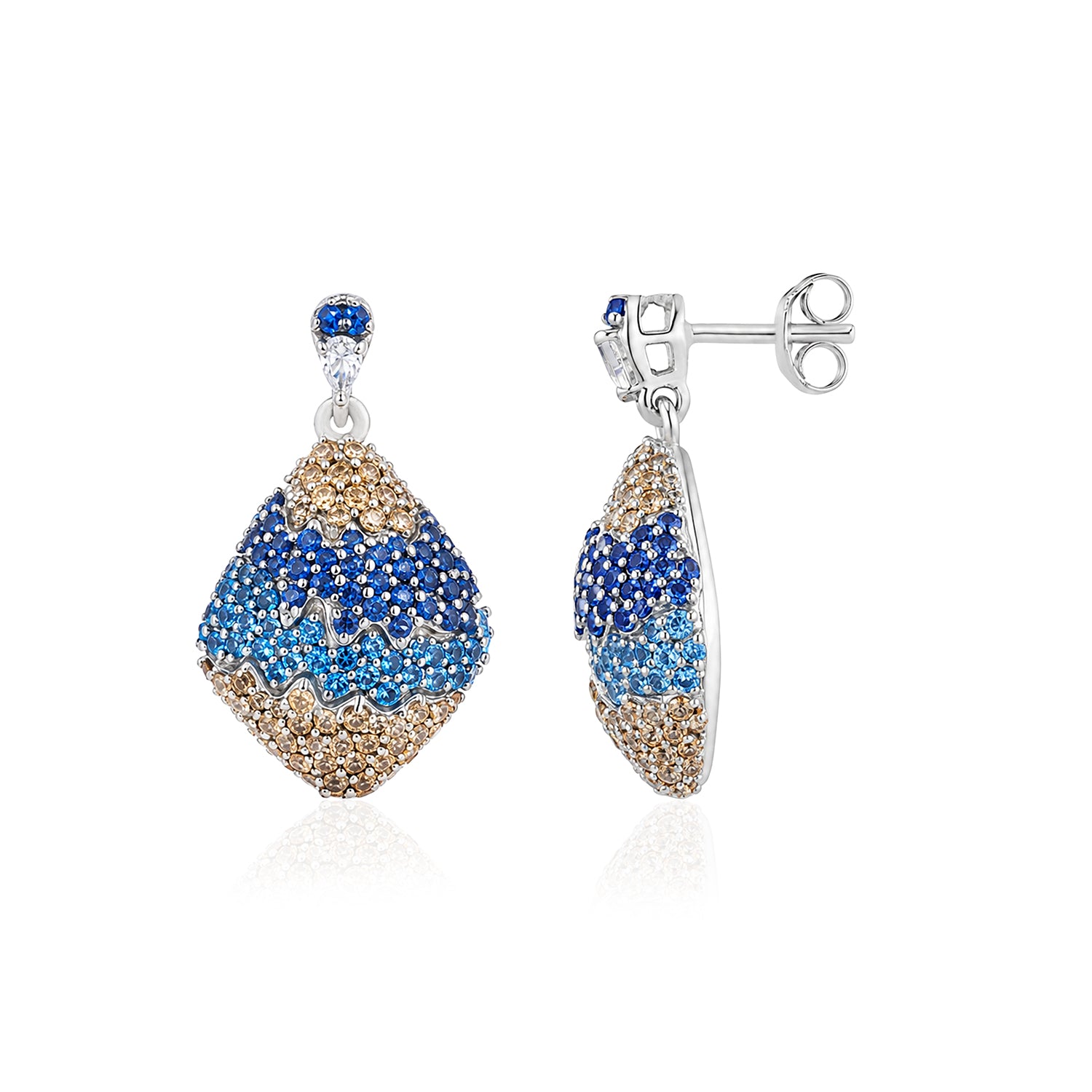 Sapphire Pearl Drop 925 Sterling Silver Earrings