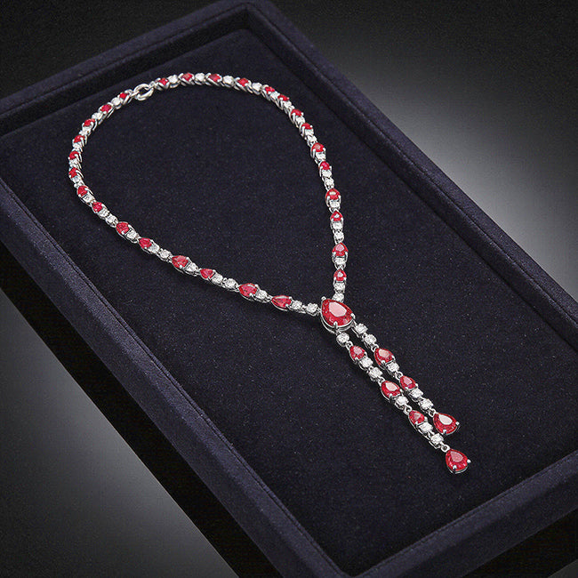 Scarlett Ruby Red Teardrop Necklace