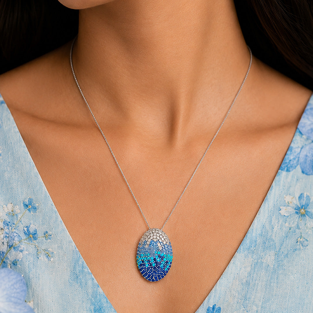 Sea Bliss 925 Sterling Silver Oval Pendant