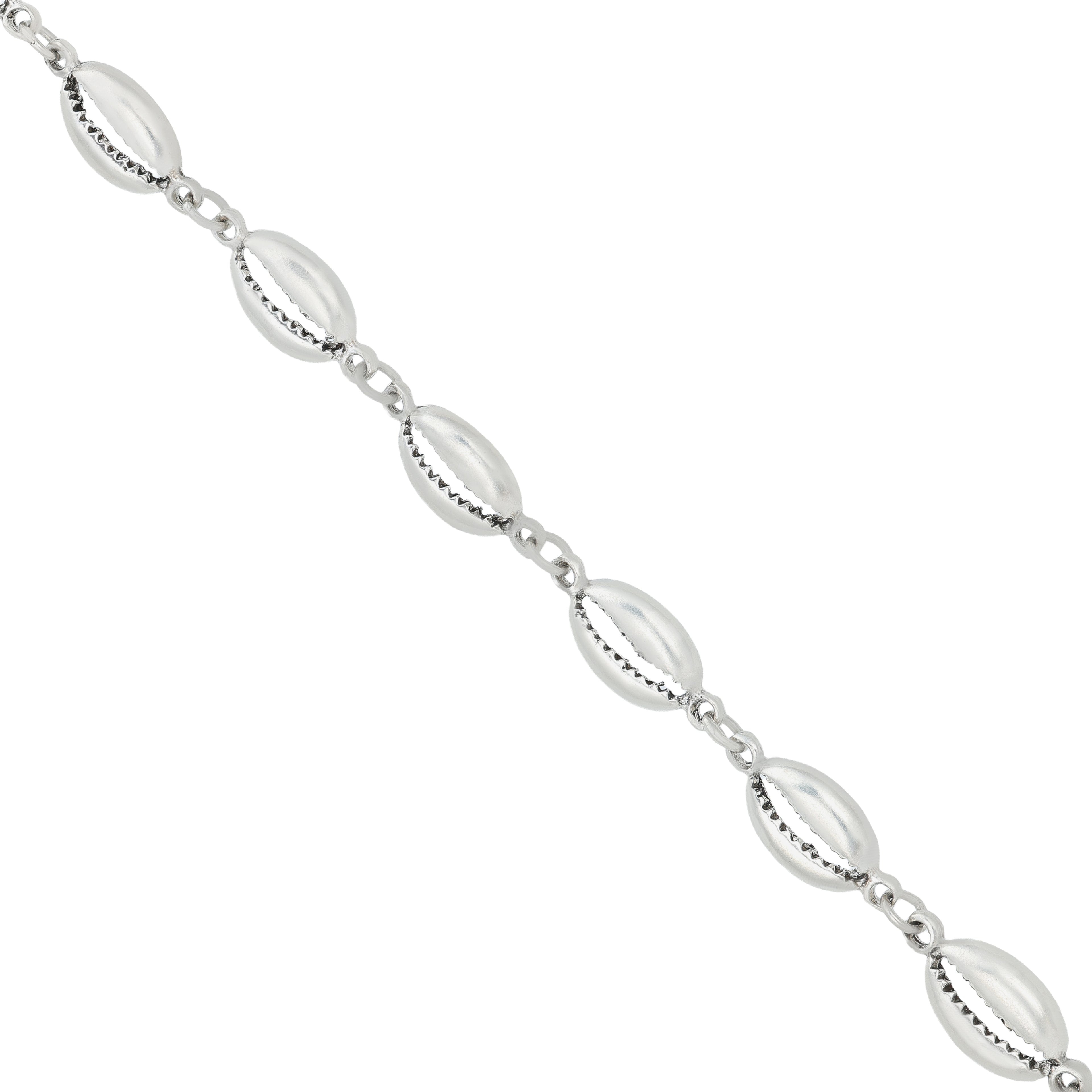 Seaside Cowrie Shell Silver Elegant Linked Charm Bracelet