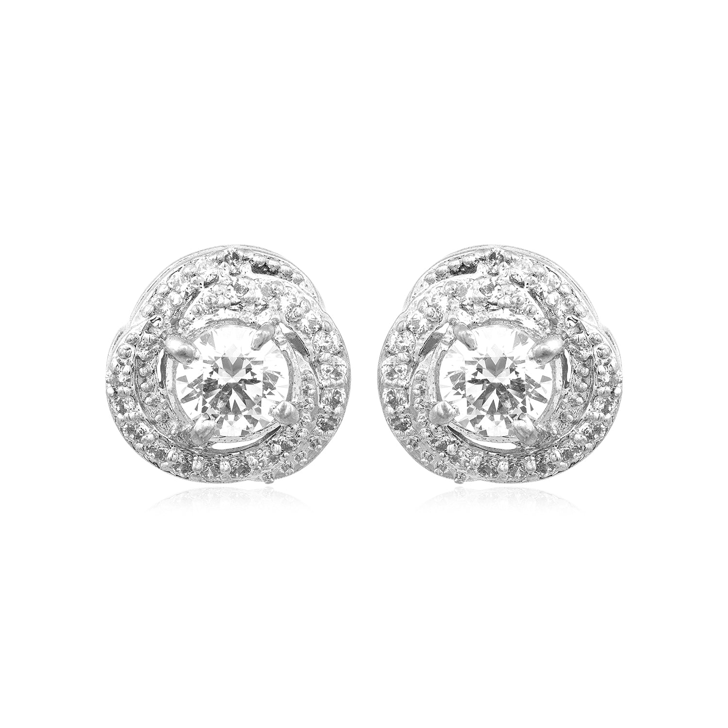Shimmery Orb Rhodium Plated 925 Earring