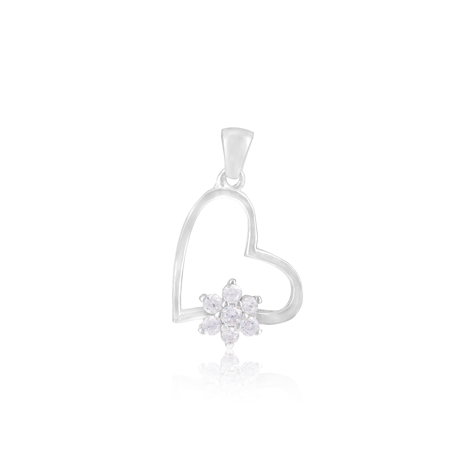 Shine Heart Rhodium Plated 925 Delicate Floral Pendants