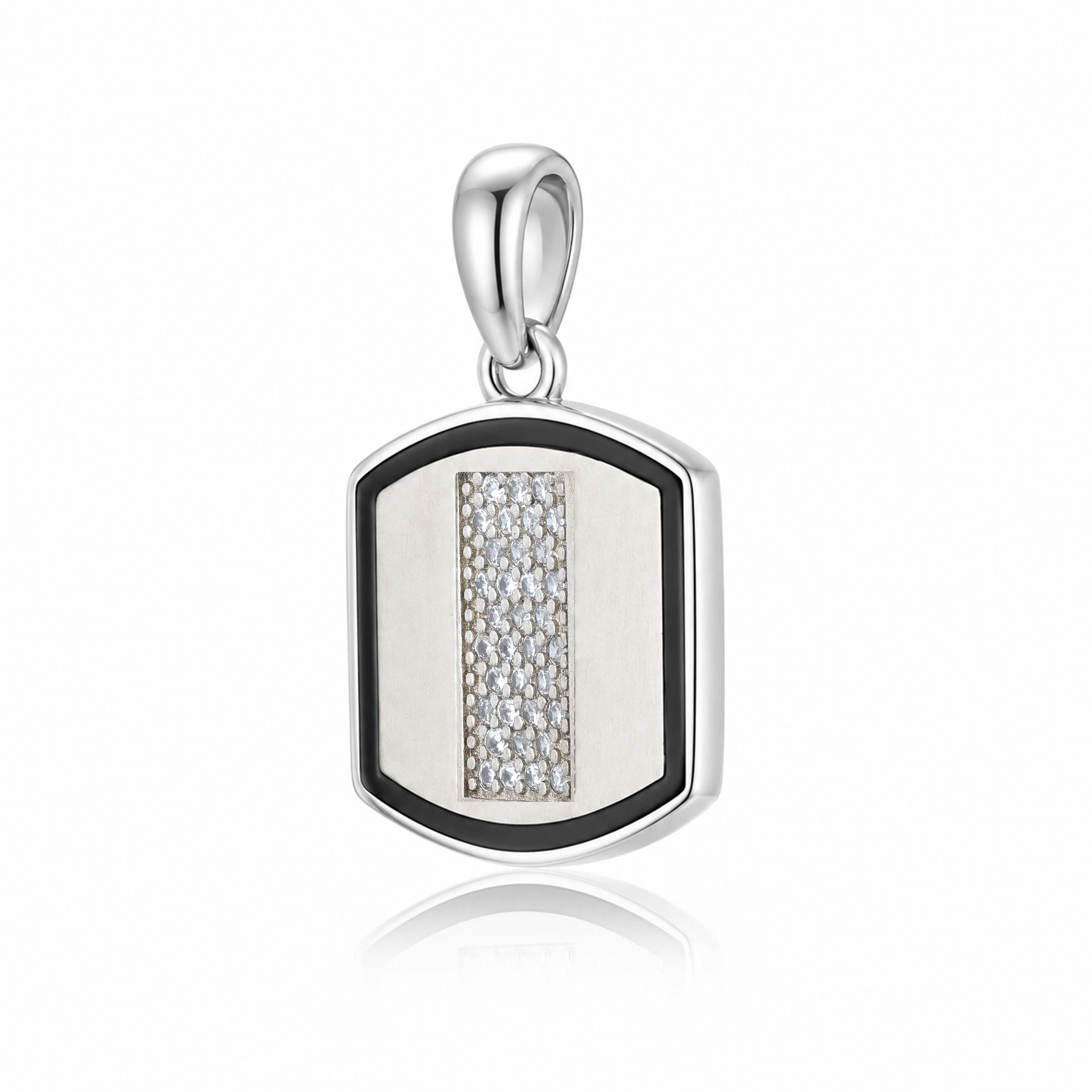 Silver Black Enamel Shield Rakhi Pendant
