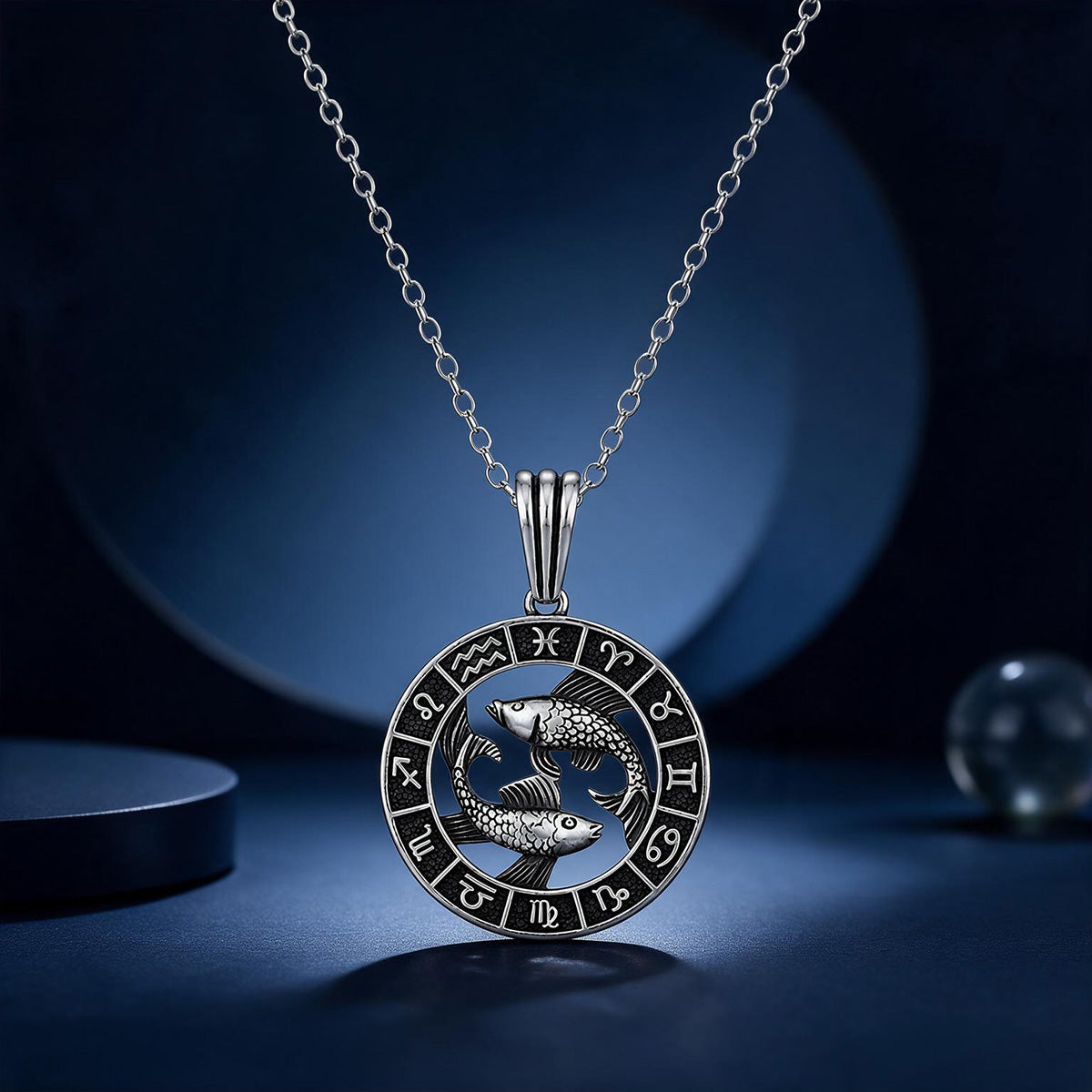 Silver Pisces Zodiac Pendant