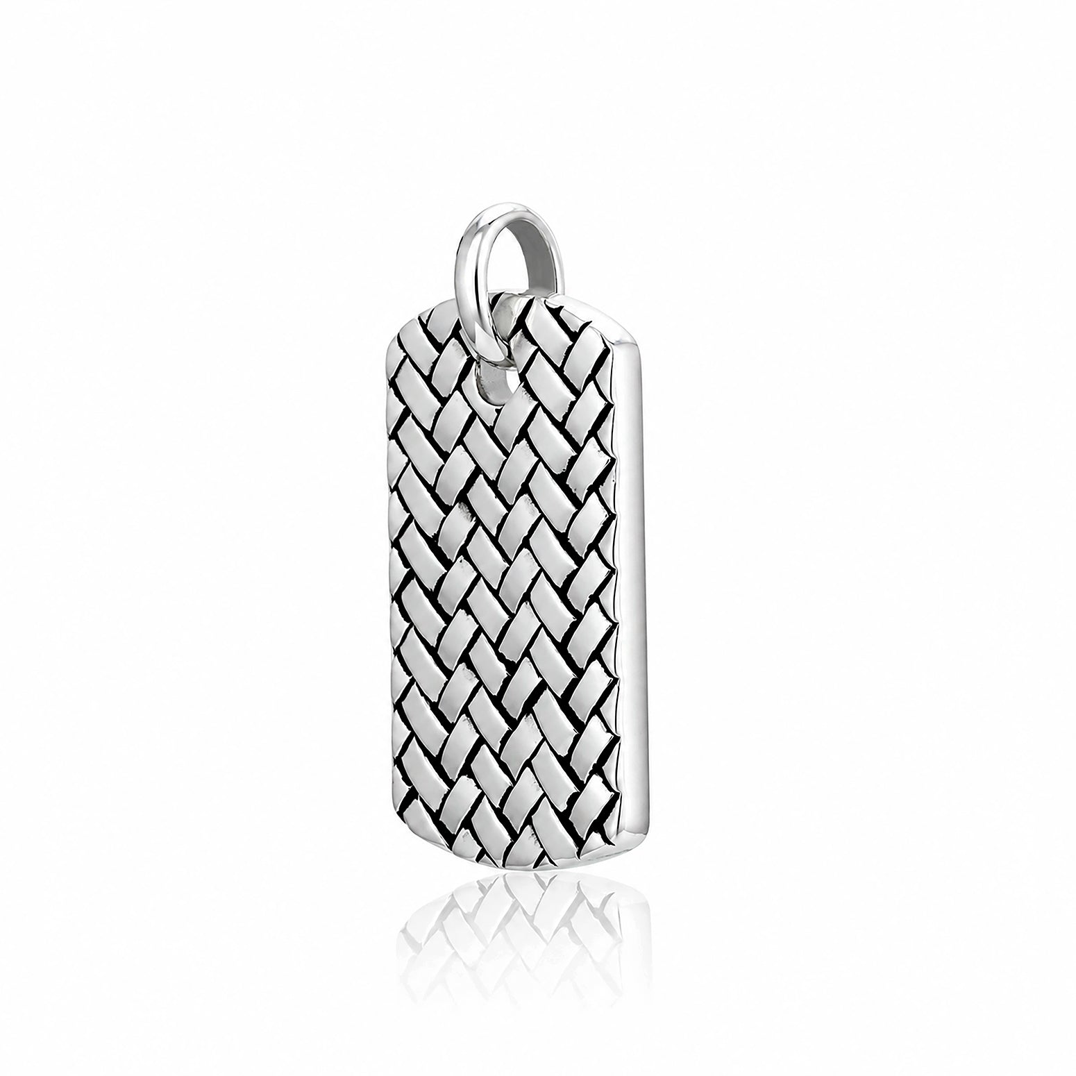 Silver Textured Weave Dog Tag Rakhi Pendant