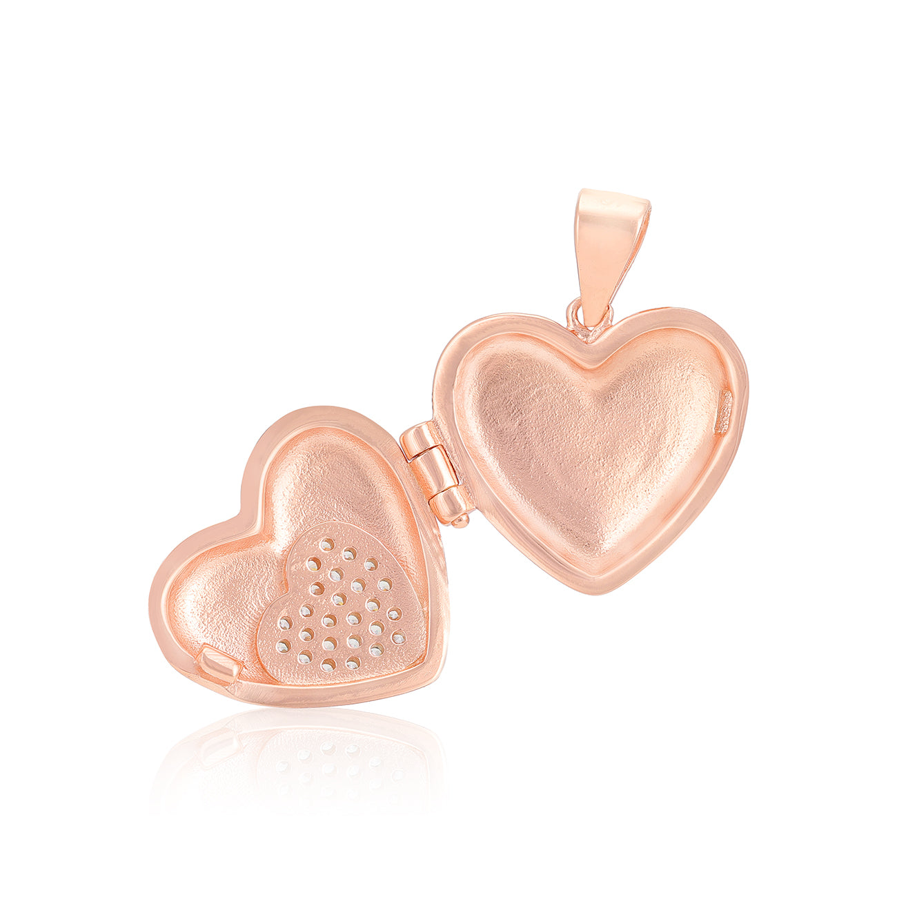 925 Ethereal Radiance Rose Gold Plated Locket Subtle Centre Stone Pendants