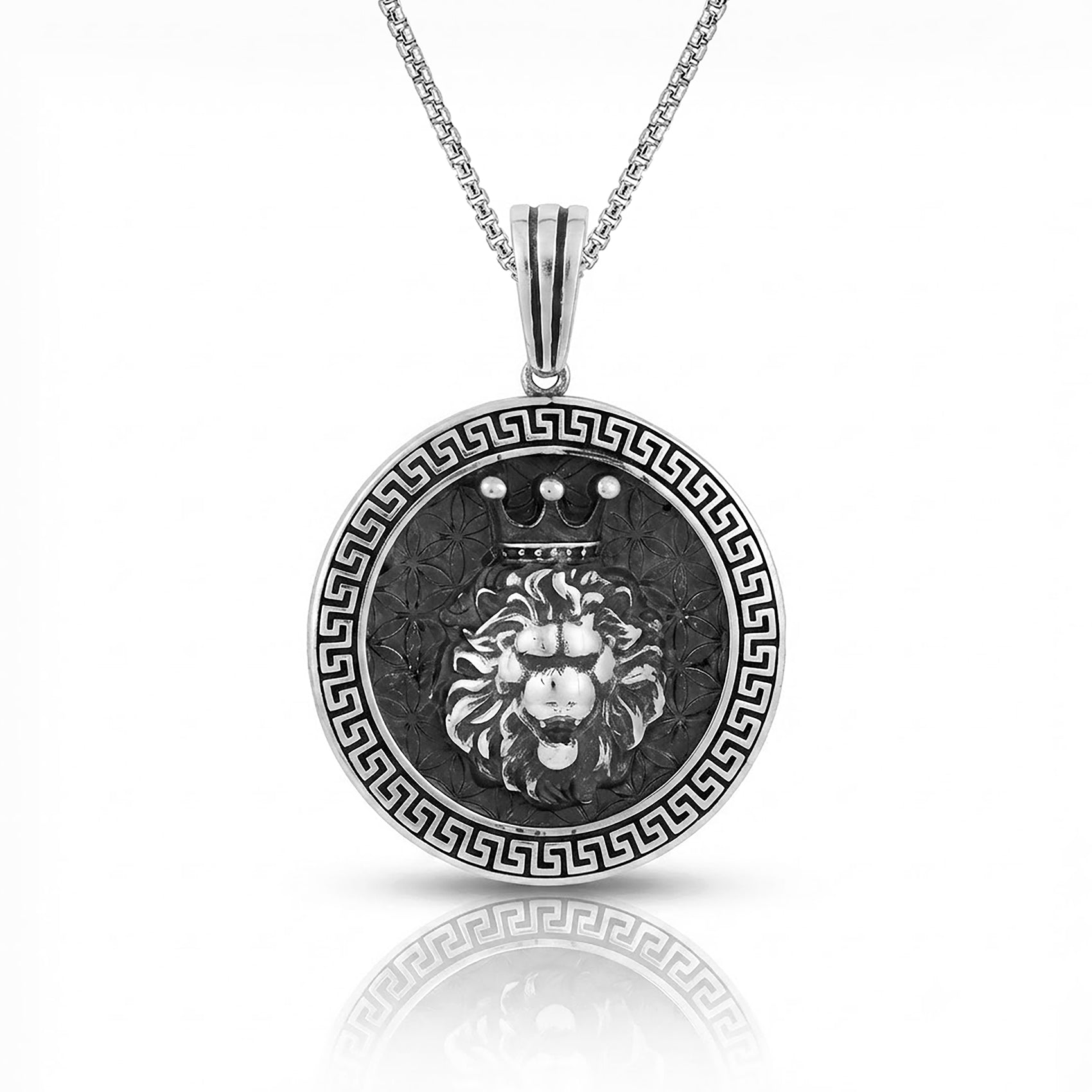 SilverCrowned Lion Medallion Rakhi Pendant