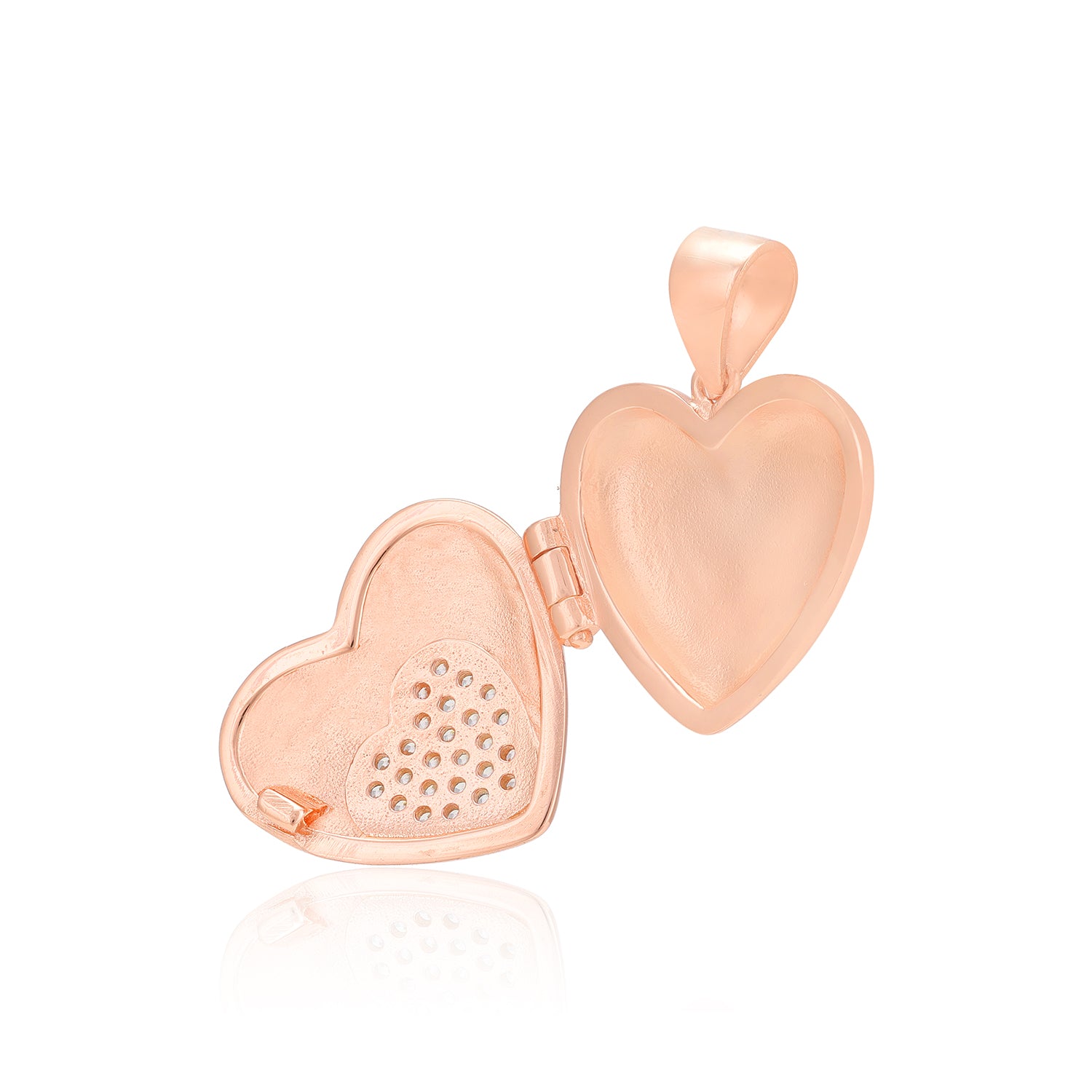 Silver 925 Ethereal Radiance Rose Gold Plated Locket Subtle Centre Stone Pendants