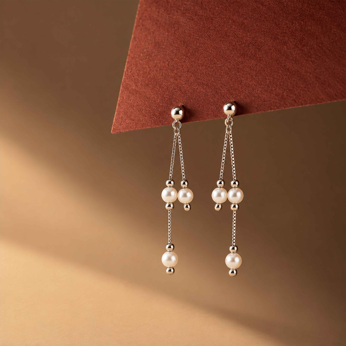 Silver Pearl Chain Sterling Silver Earring