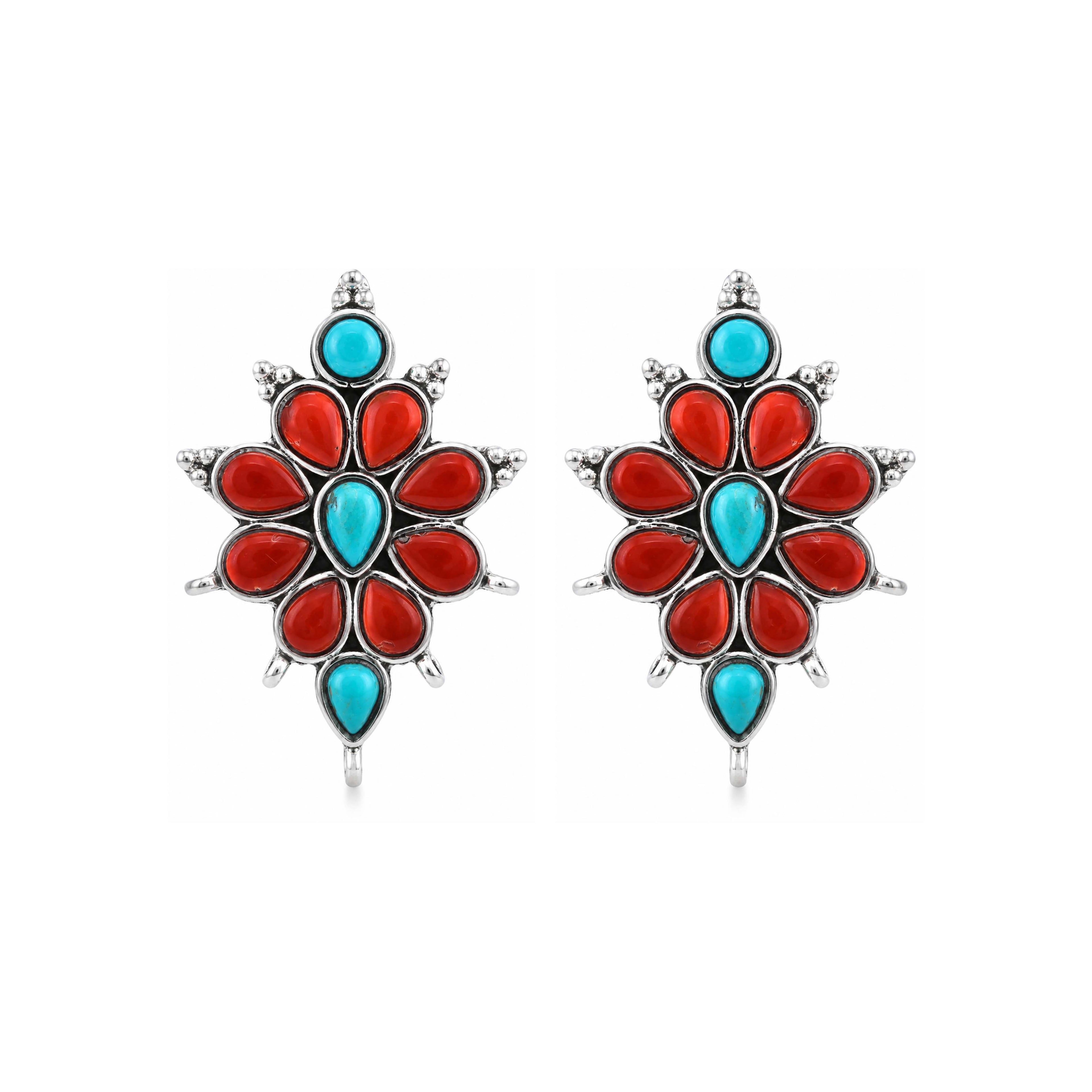Silver Plated Blue coral stud earrings