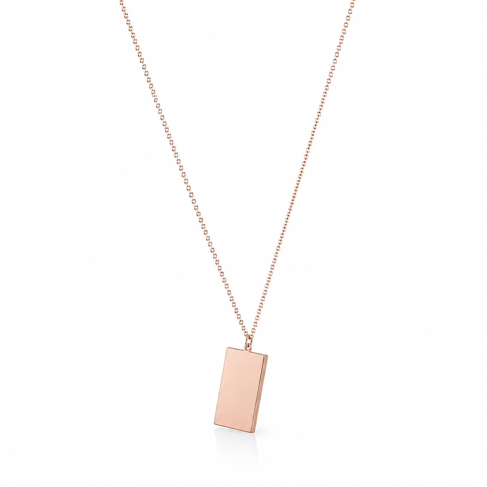 Silver Rose Gold Engravable Rectangle Pendant Chain