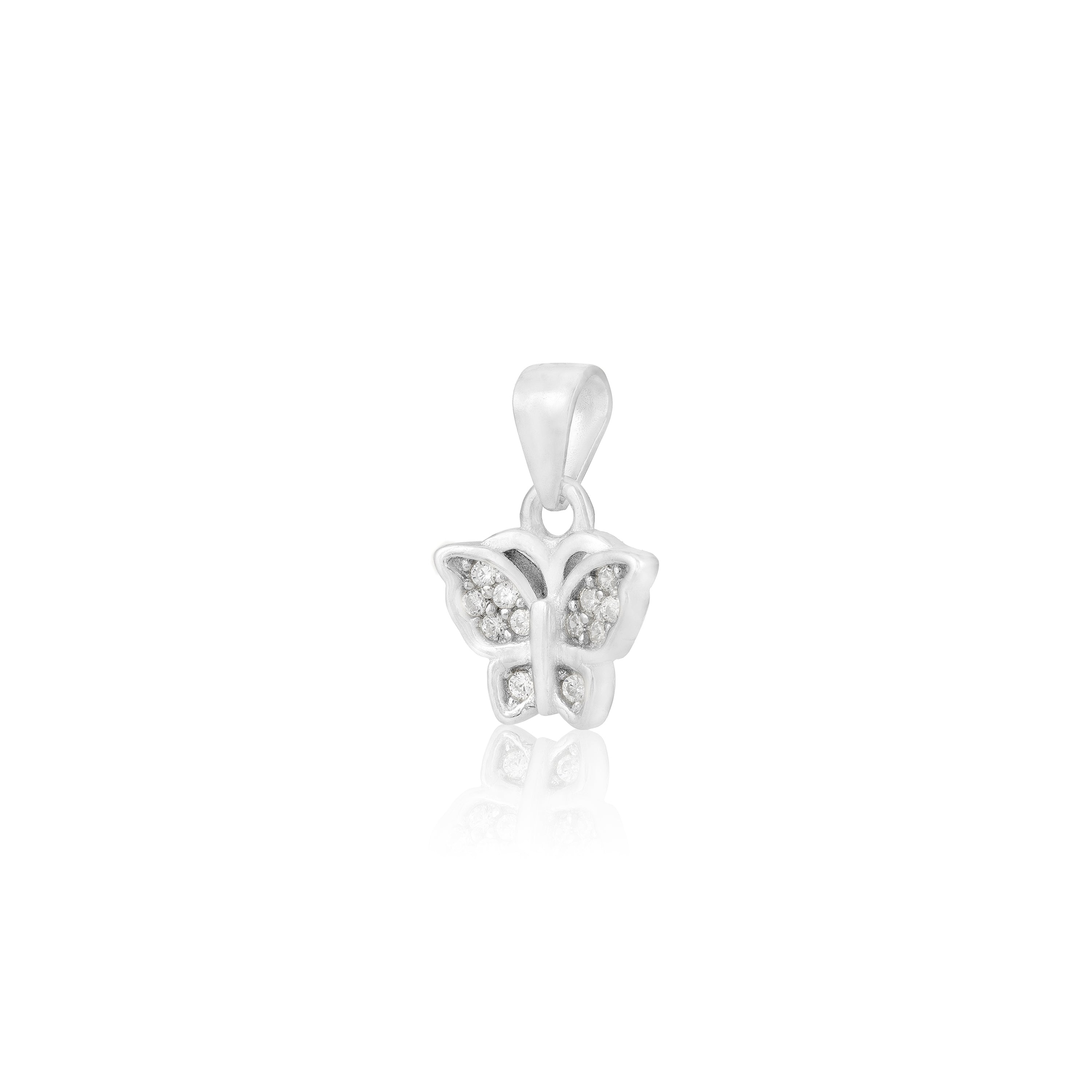 925 Sterling Silver Shiny Flutter Rhodium Plated Pendant For Kids
