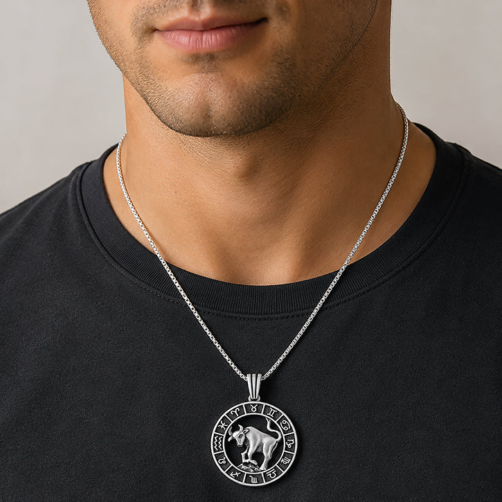 Silver Taurus Zodiac Pendant
