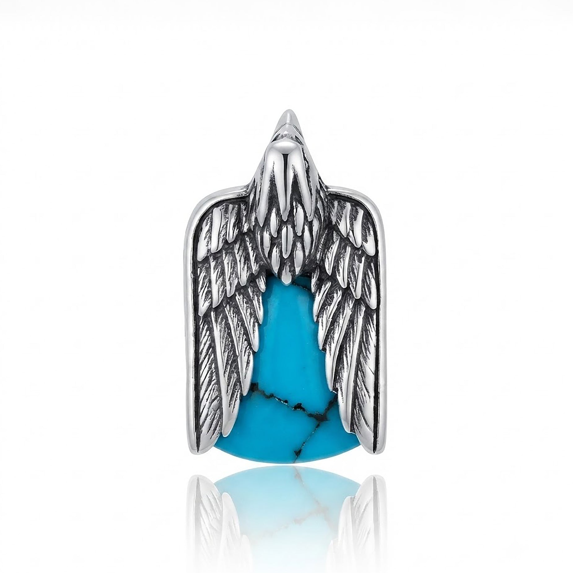 Silver Turquoise Eagle Wing Rakhi Pendant
