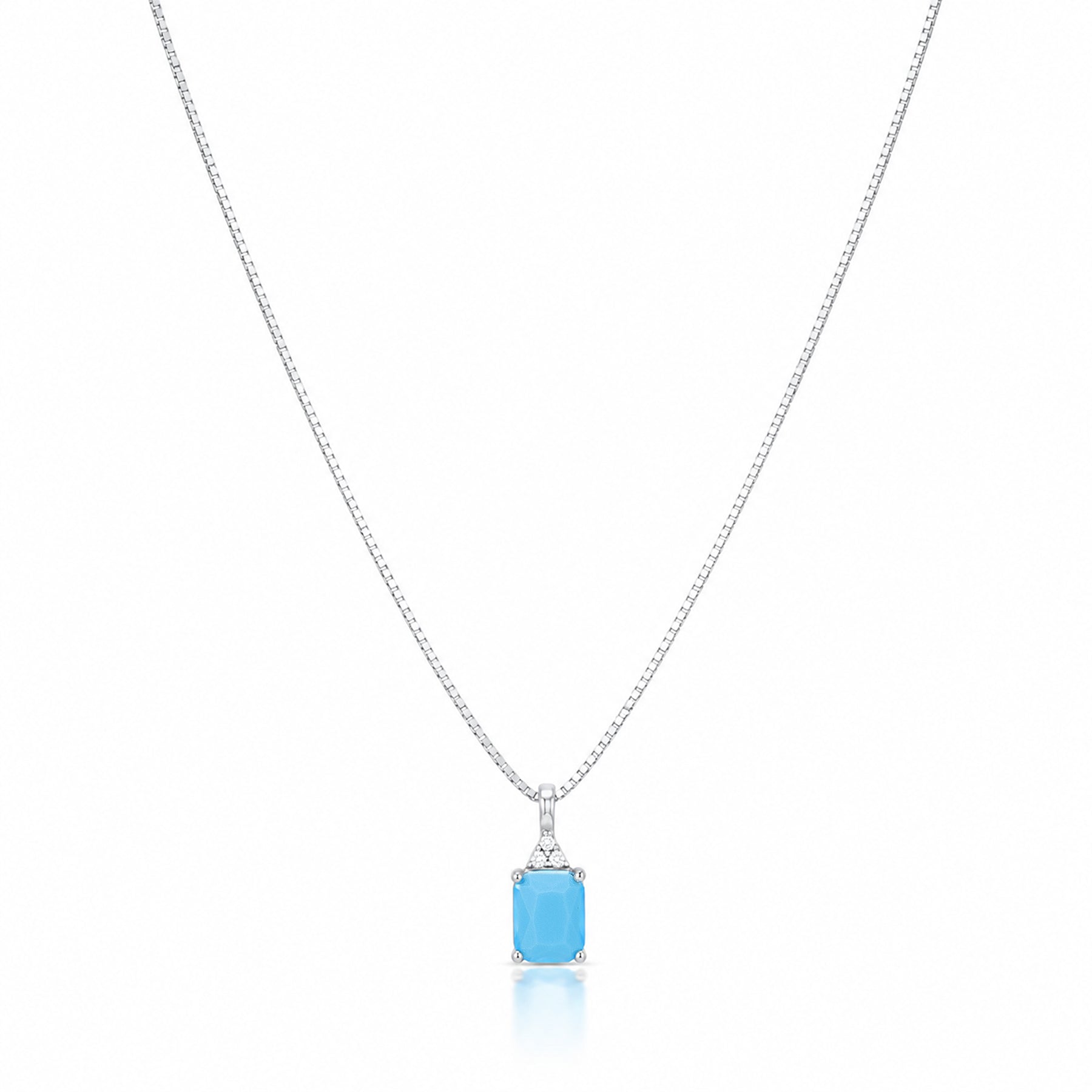 Sky Blue Turquoise 925 Sterling Silver Chain Pendant for Women