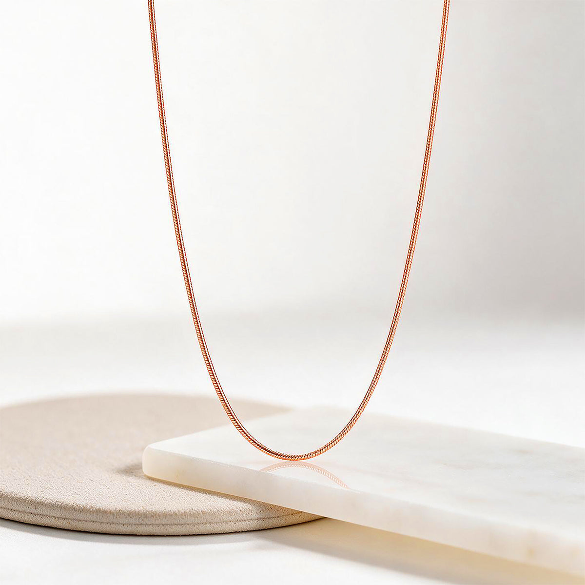 Sleek Rose Gold Snake Sterling Silver Chain