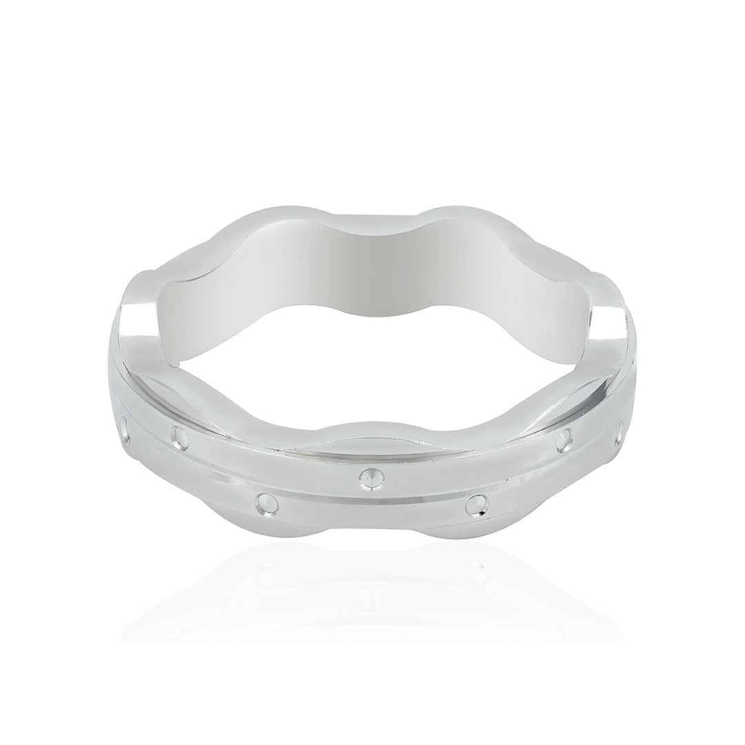 Sleek Wavy Texture 925 Sterling Silver Ring for Women