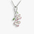 Soft Pink Bloom Leaf Detailing 925 Pearl Enamel Chain Pendants