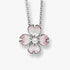Soft Pink Bloom Rhodium 925 Pearl Enamel Pendant Chain