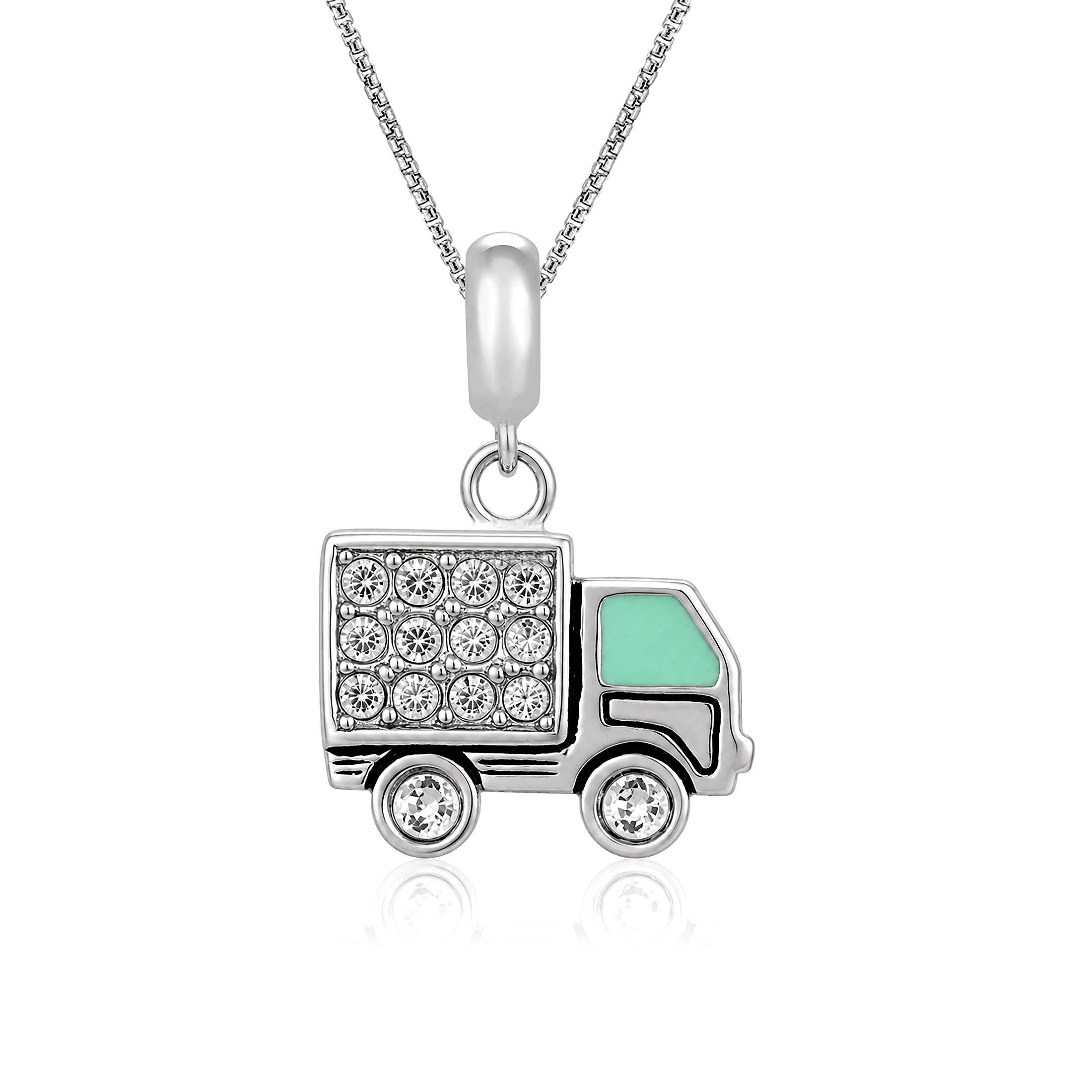 Sparkle Truck 925 Sterling Silver Charm Pendant
