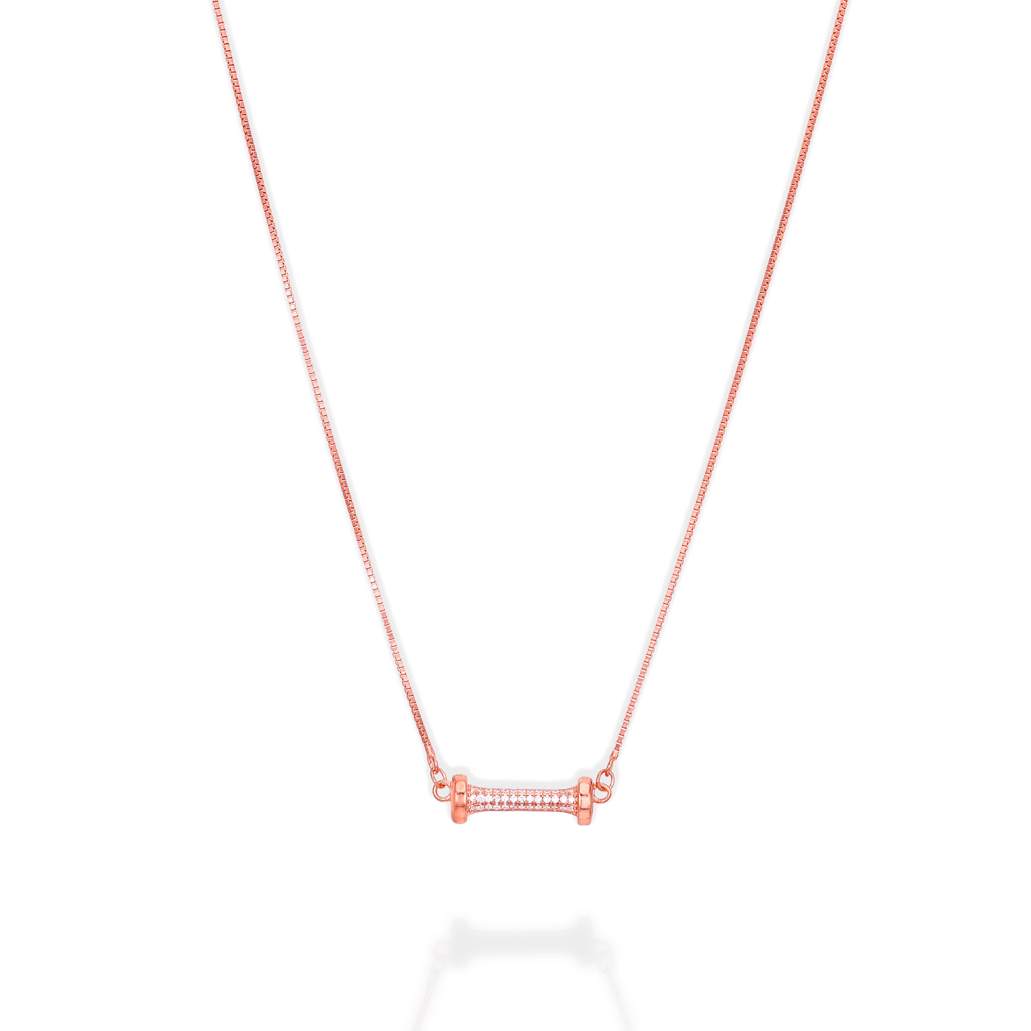 Sparkling Bar 925 Sterling Silver Rose Gold Chain Pendant for women
