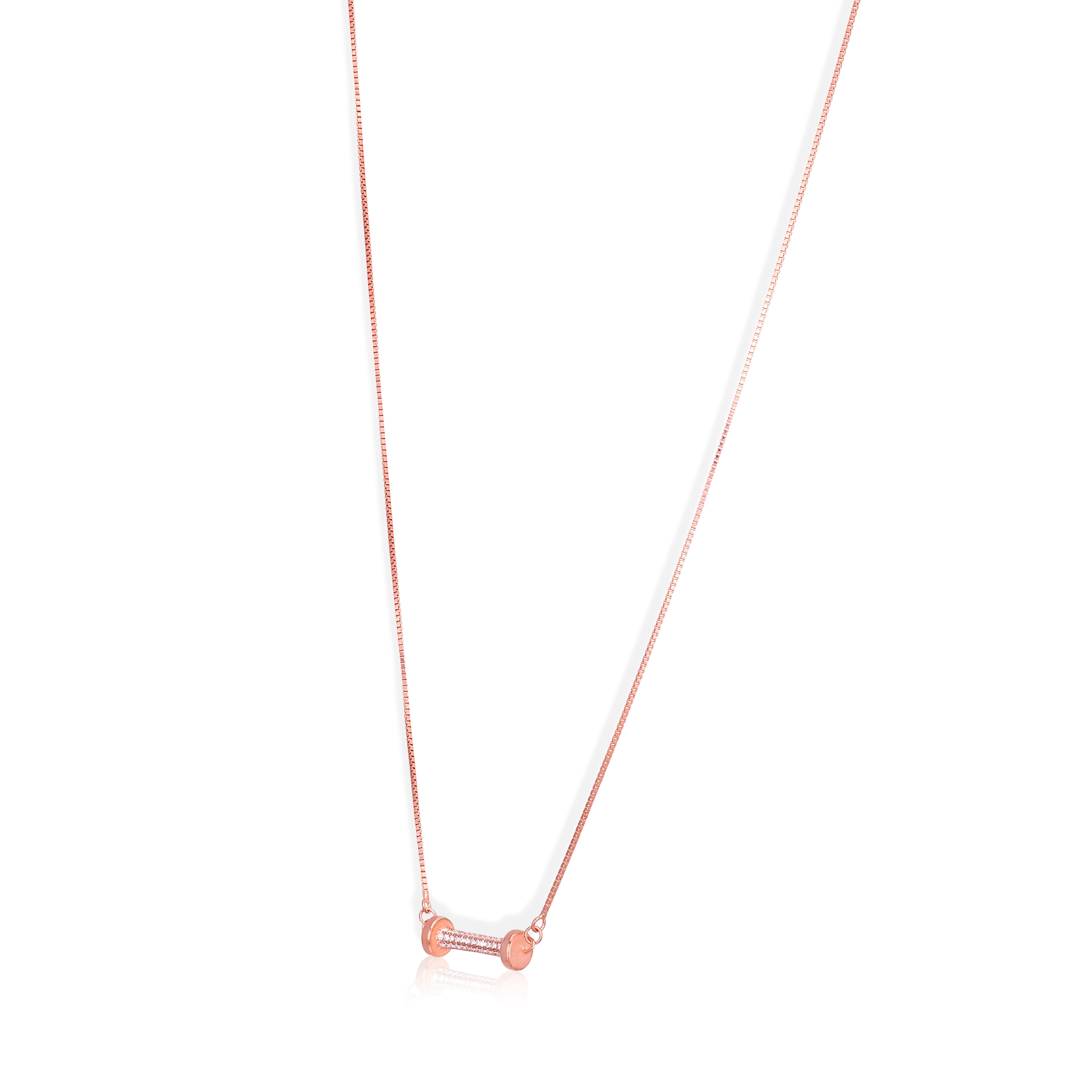 Sparkling Bar 925 Sterling Silver Rose Gold Chain Pendant for women