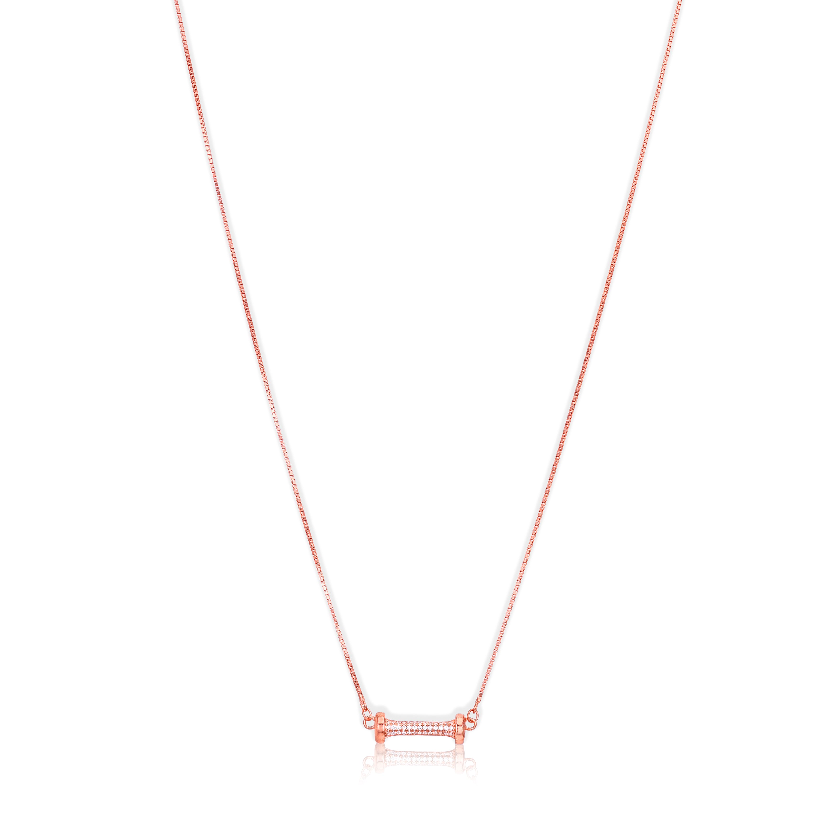 Sparkling Bar 925 Sterling Silver Rose Gold Chain Pendant for women