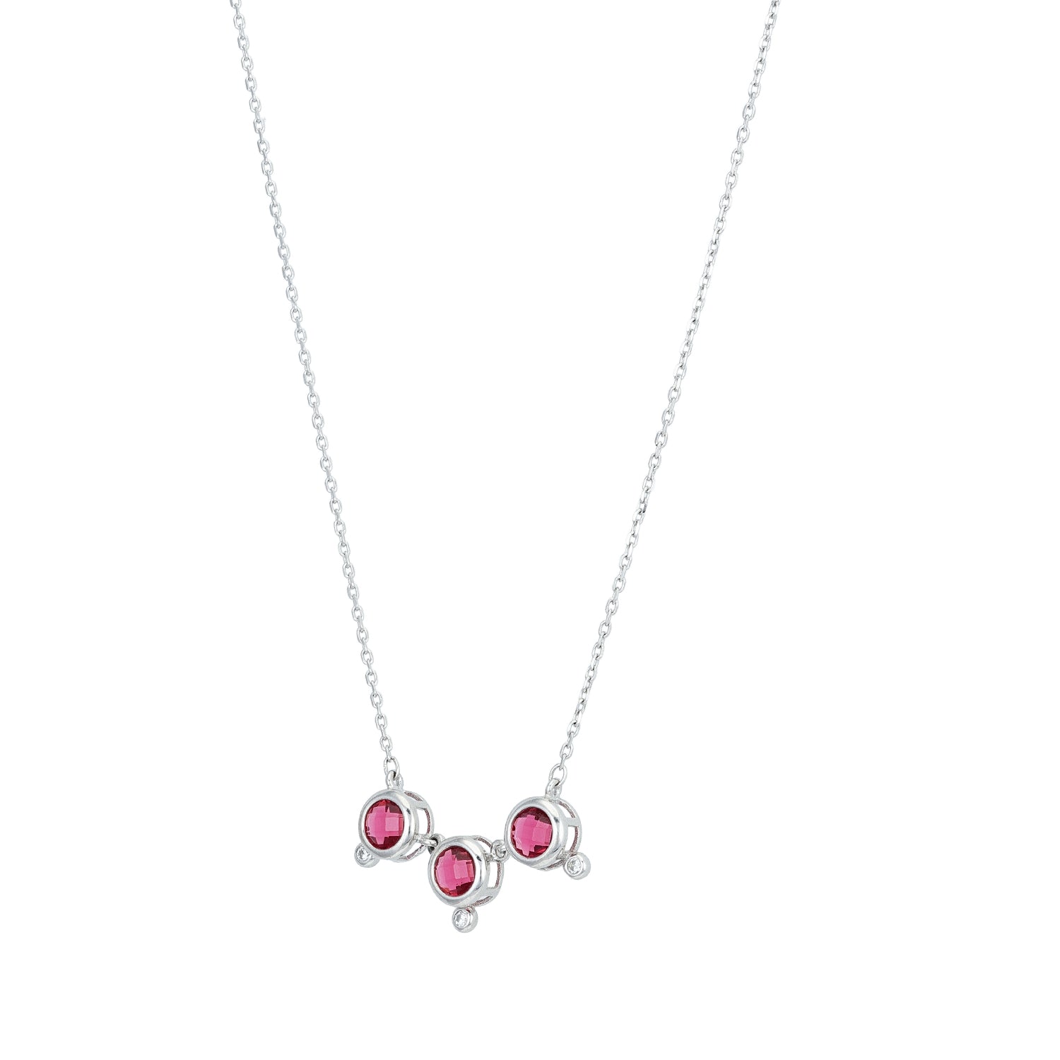Sparkling Triple Pink Drop 925 Sterling Silver Chain Pendant for women