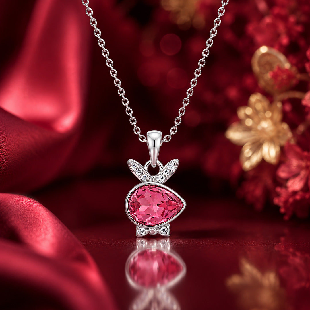 Sparkling Bunny Silhouette 925 Sterling Silver Charm Pendant
