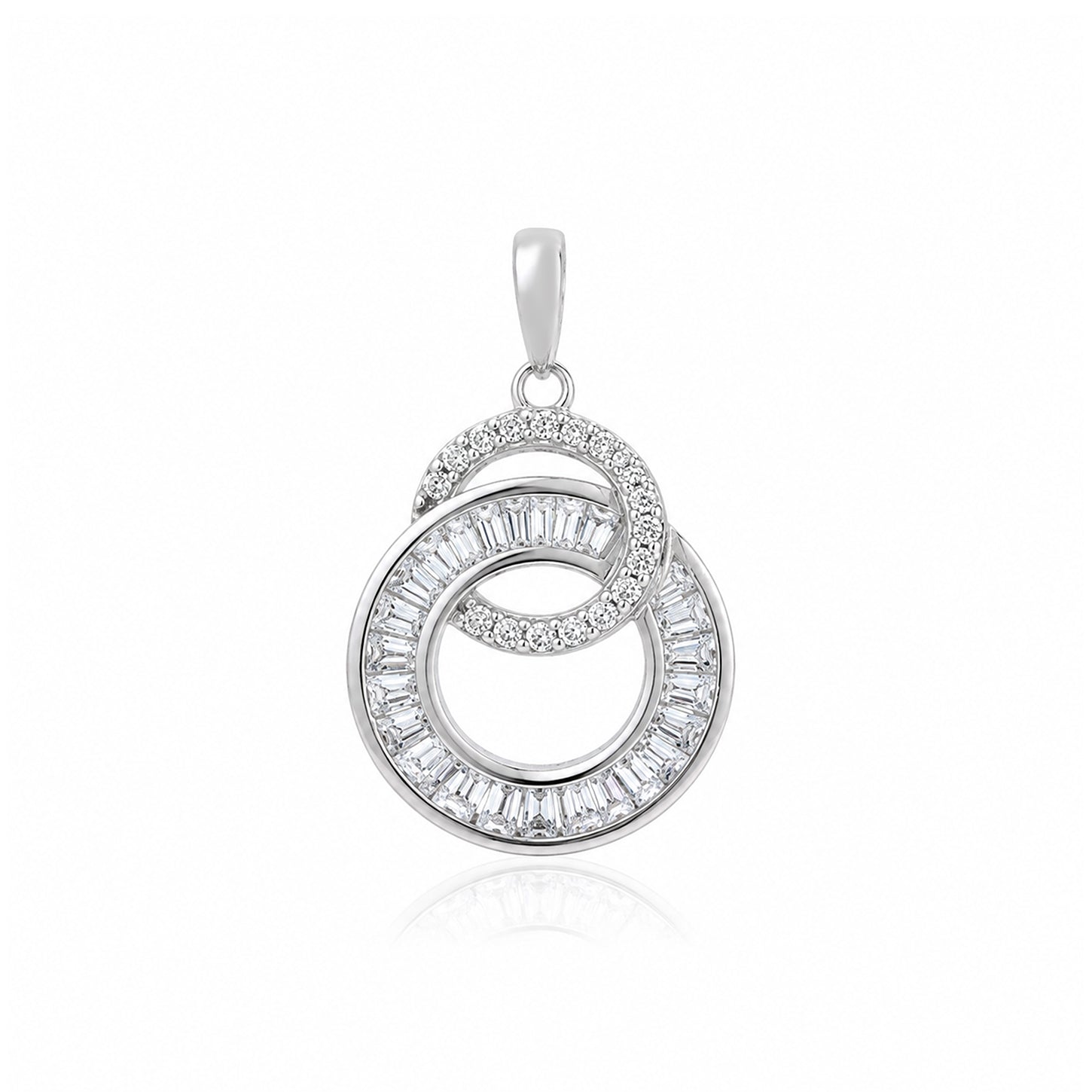 Sparkling Double Circle 925 Sterling Silver Pendant