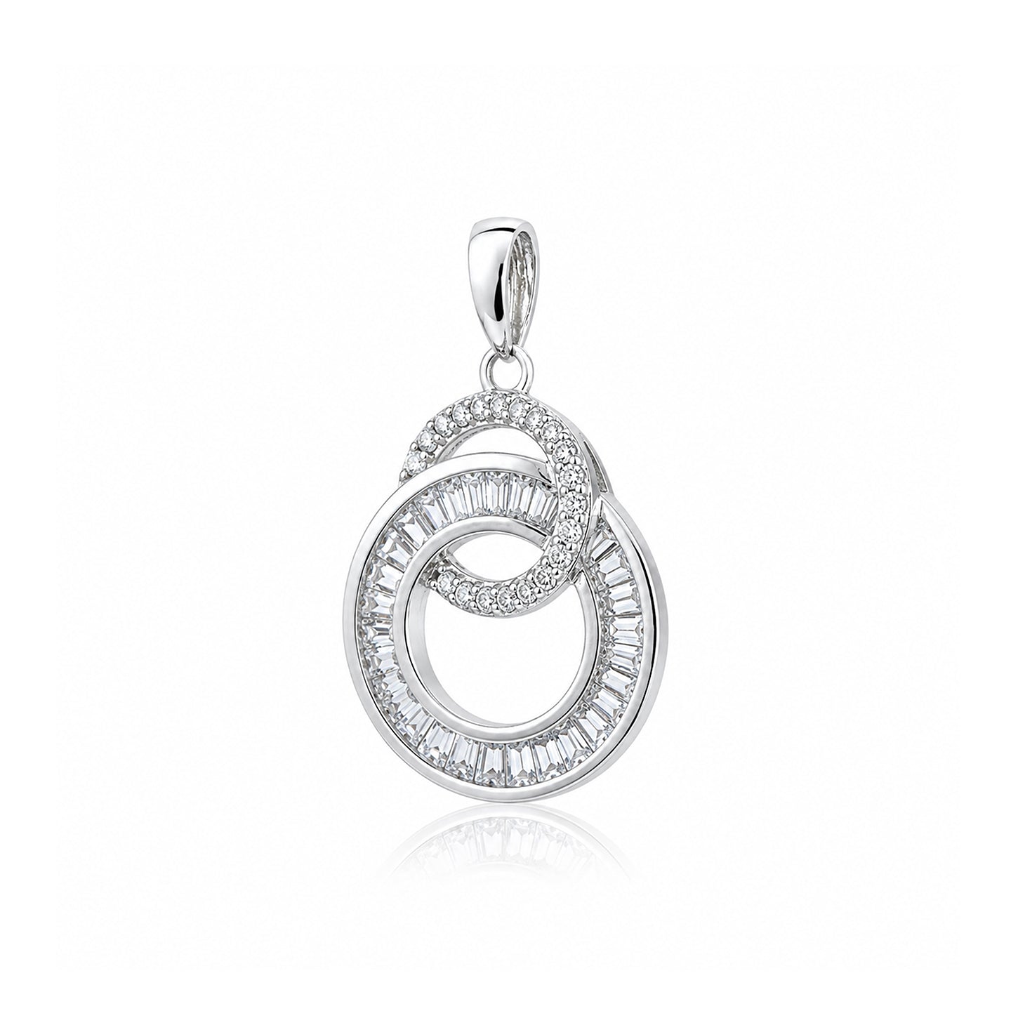 Sparkling Double Circle 925 Sterling Silver Pendant